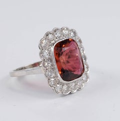 Edwardian Diamond Madeira Citrine Platinum Gold Cluster Ring