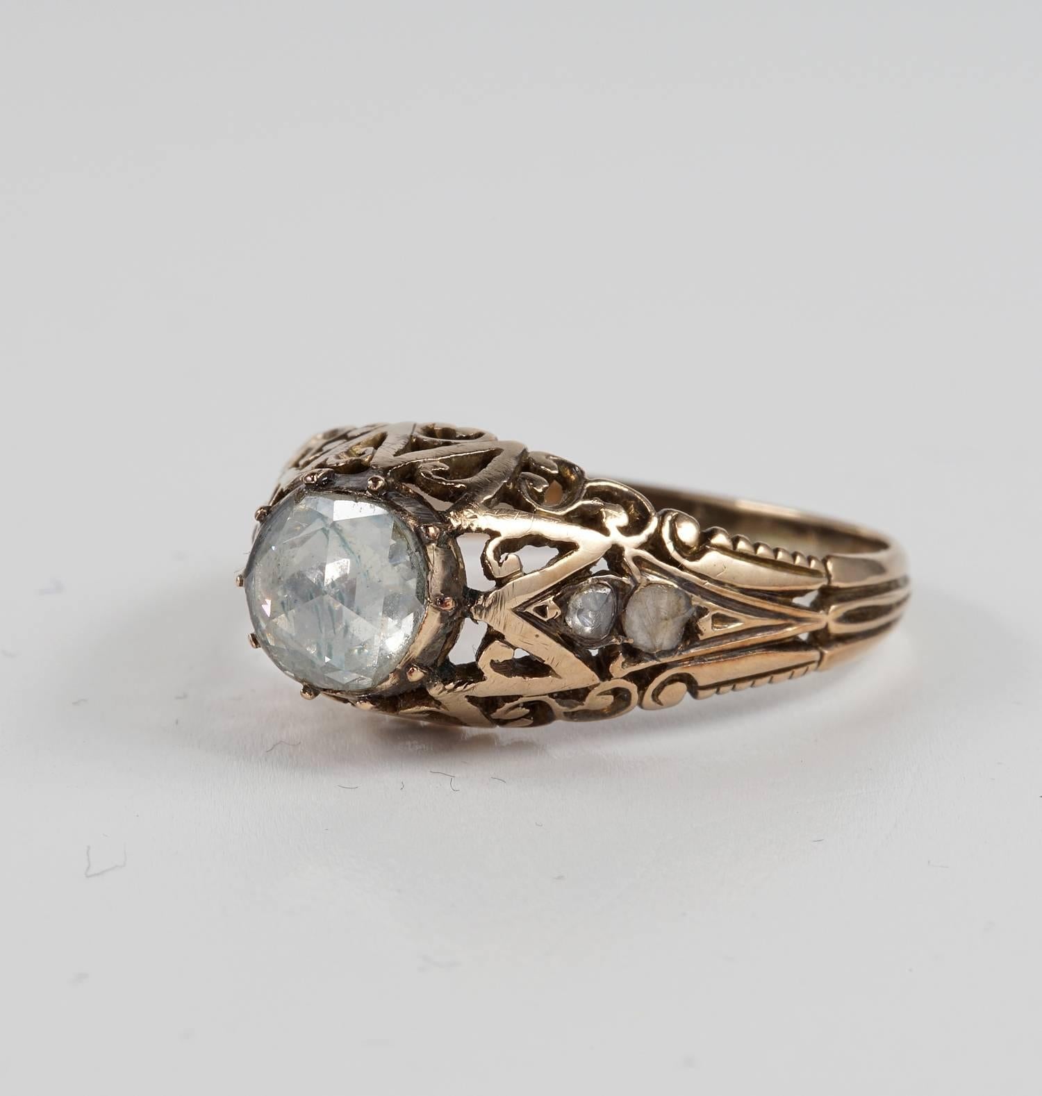 Antique Georgian 1.0 Carat Rose Cut Diamond Solitaire Ring at 1stDibs