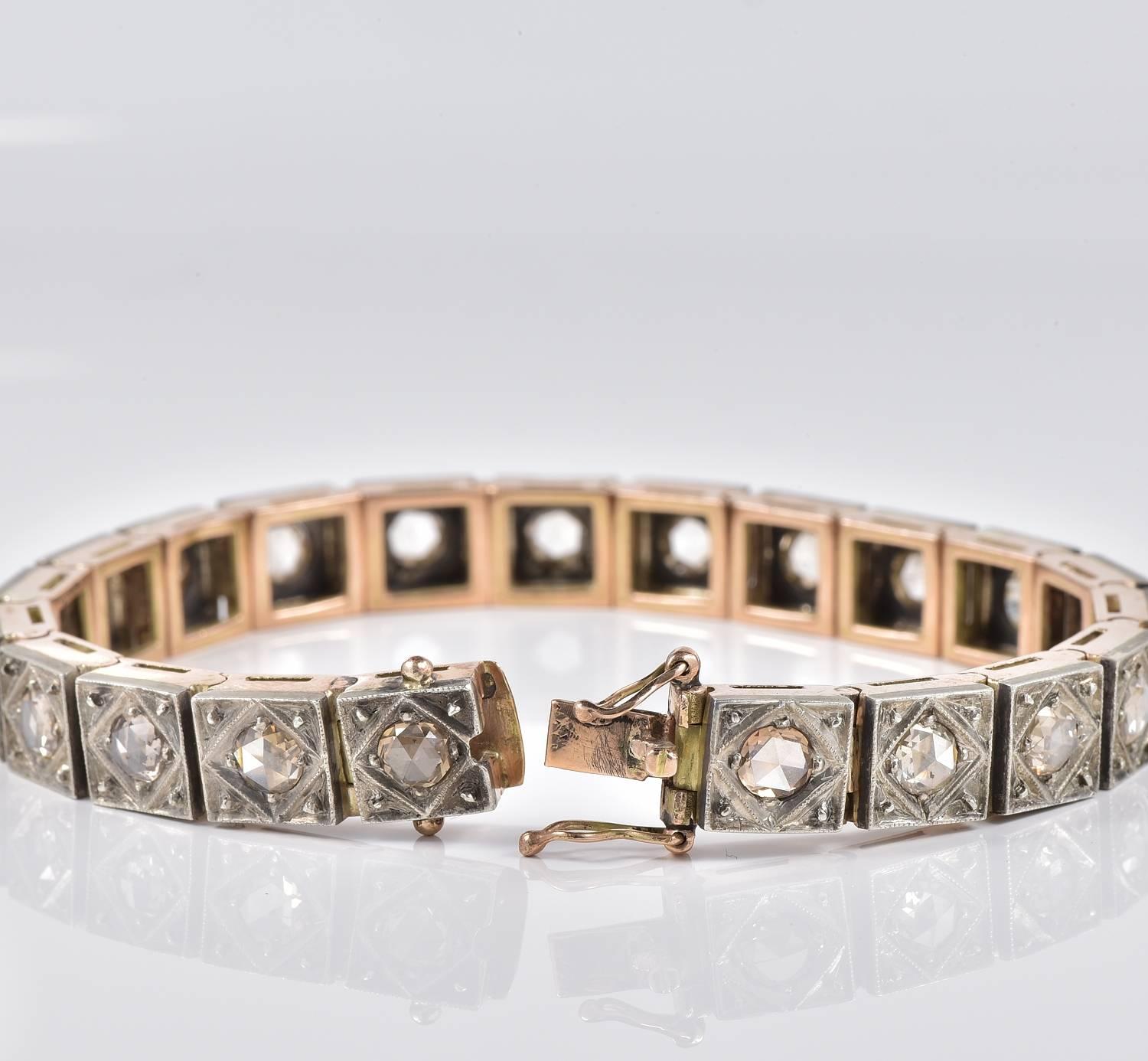 Victorian 10.0 Carat Rose Cut Diamond Antique Bracelet 2