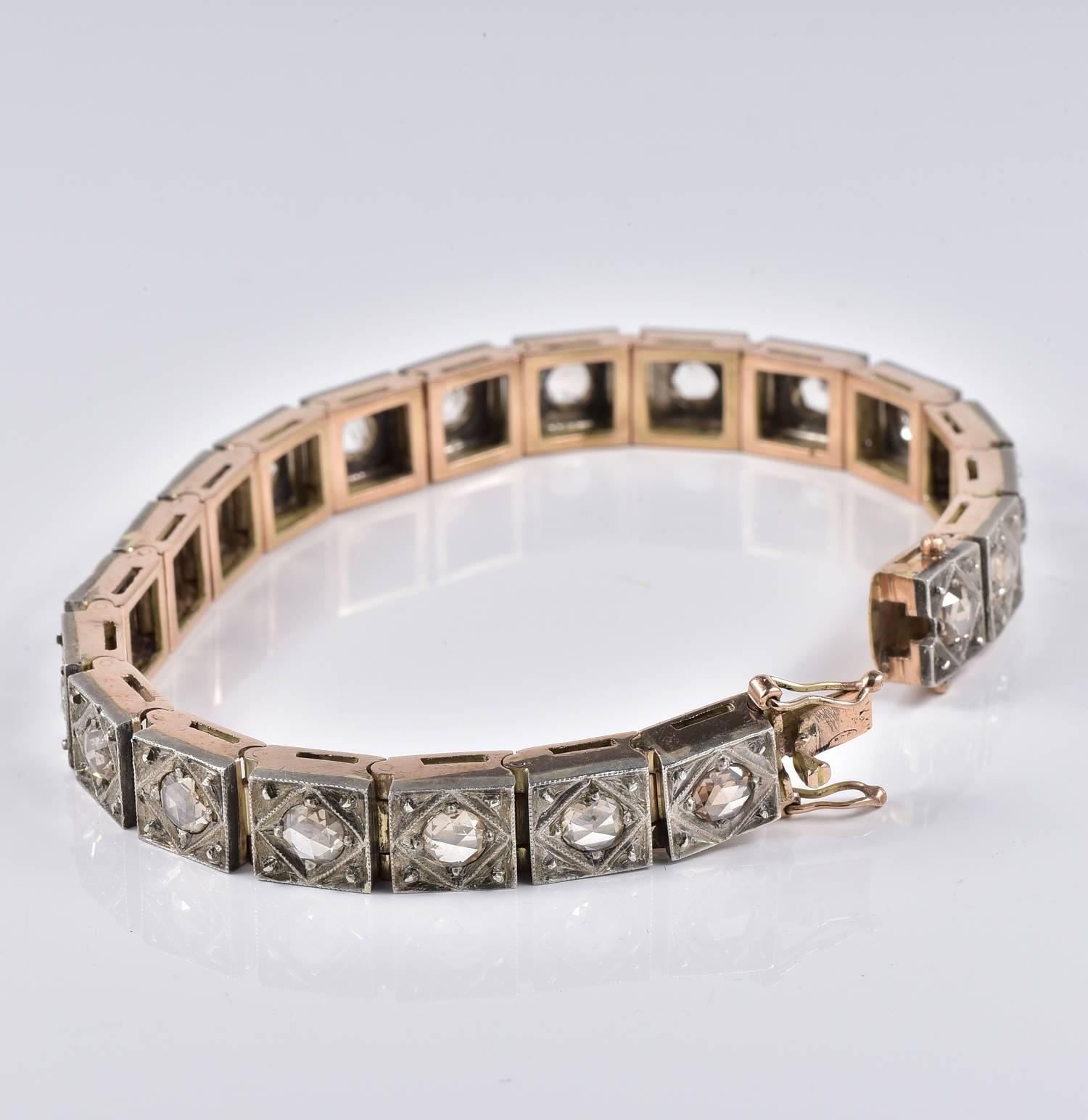 Women's Victorian 10.0 Carat Rose Cut Diamond Antique Bracelet