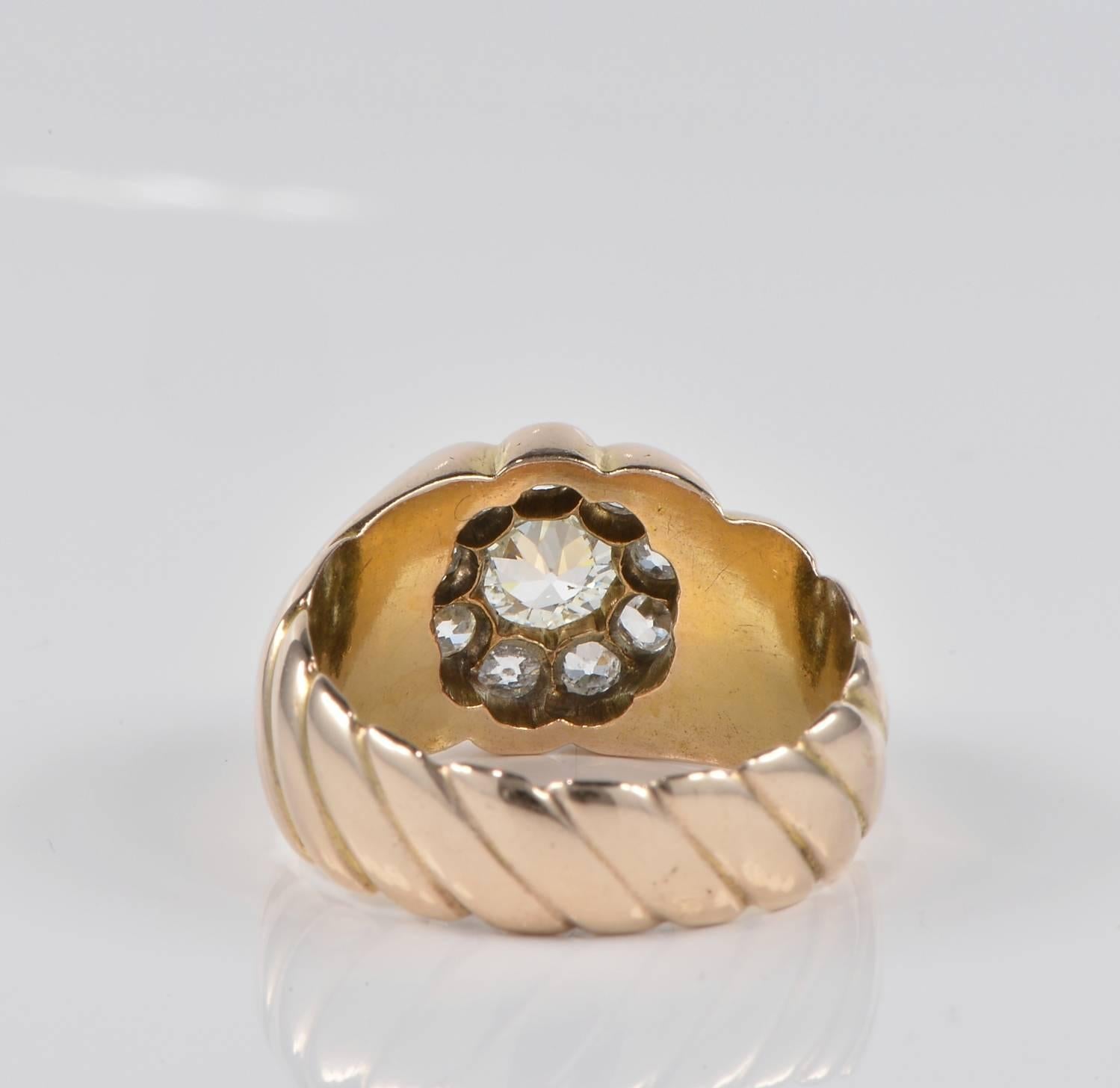 Women's or Men's Victorian 1.50 Carat Antique Diamond Gent Cluster Ring For Sale