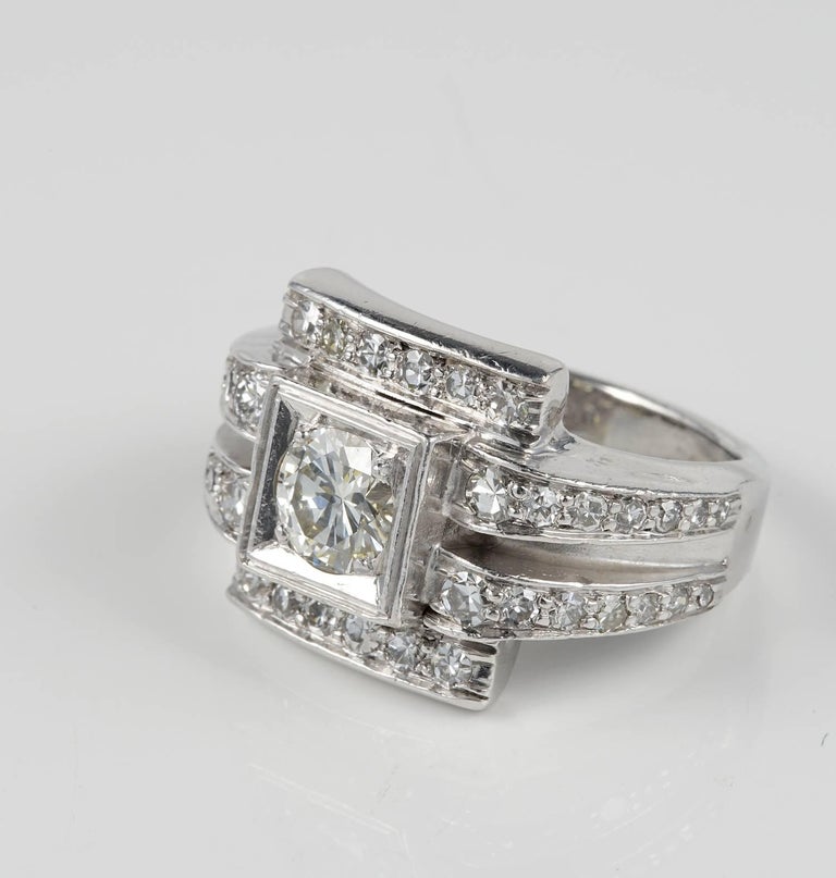 Art Deco 1.66 Carat G VVS Diamond Platinum Ring For Sale at 1stDibs ...