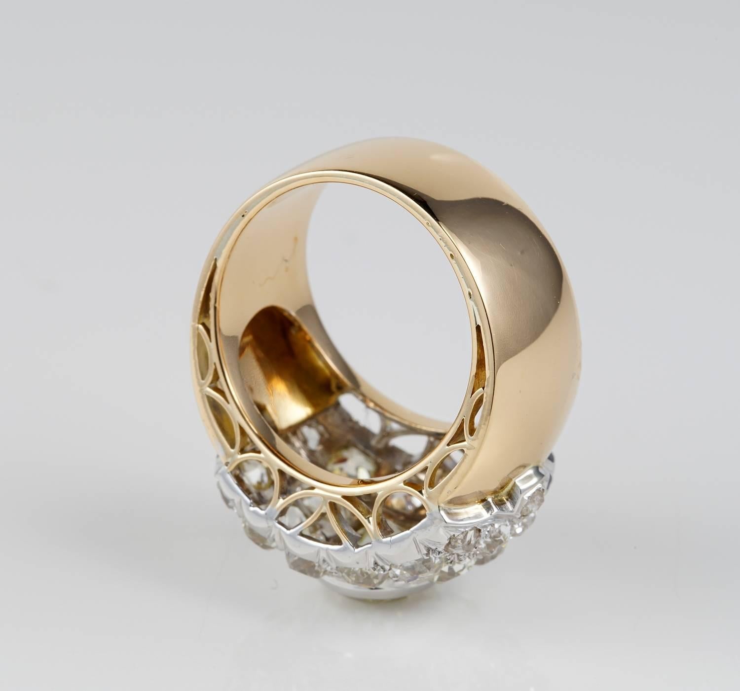 Women's Art Deco Diamond Platinum Rose Gold Ring For Sale