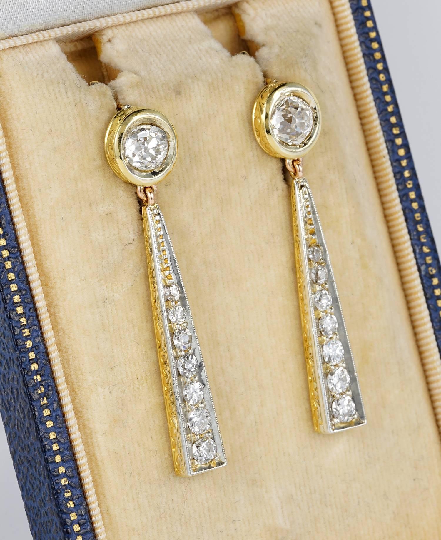Women's Edwardian 3.50 Carat Diamond Drop Earrings