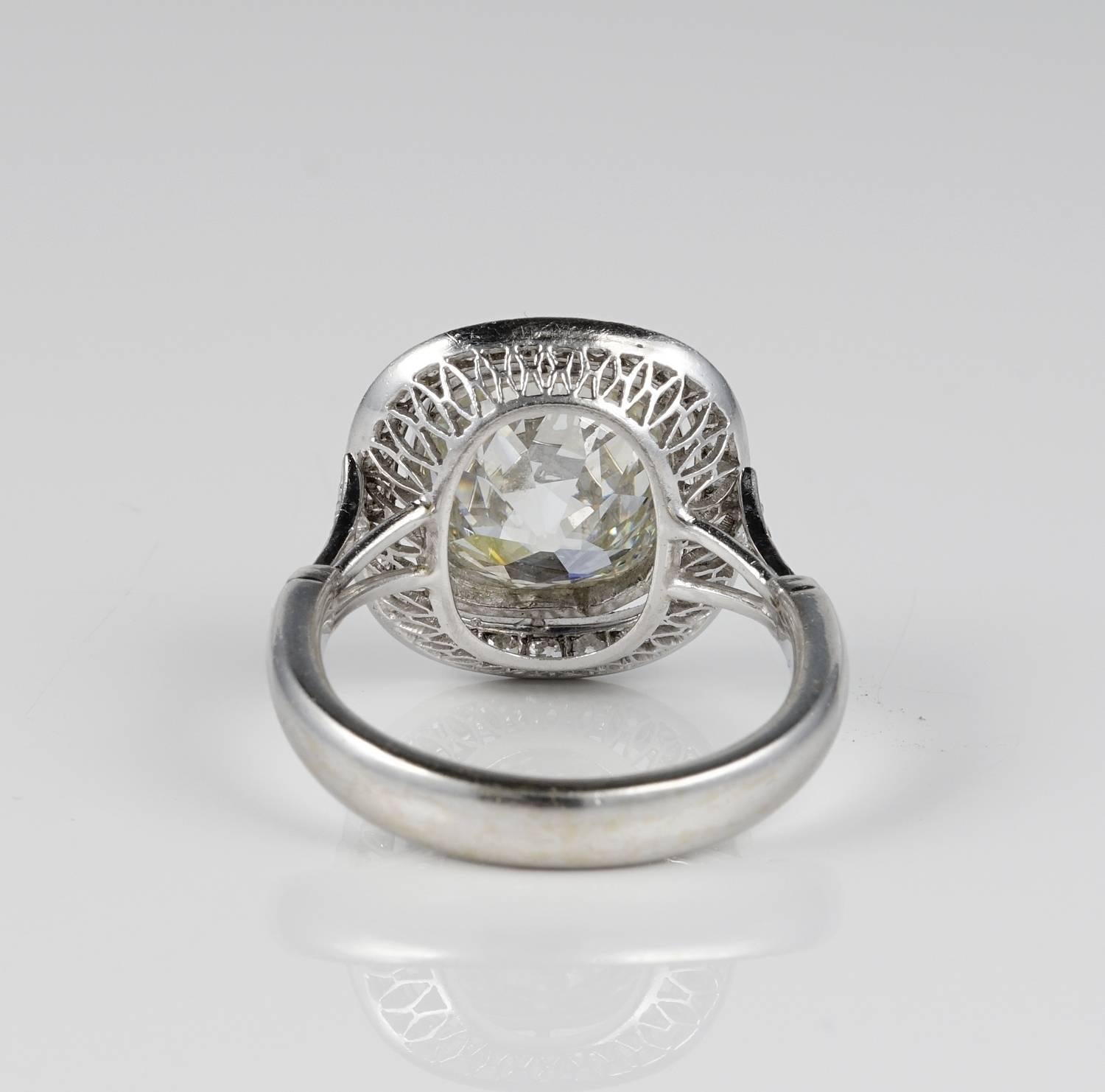  4.20 Carat Diamond Solitaire Plus Platinum Ring In Good Condition For Sale In Napoli, IT