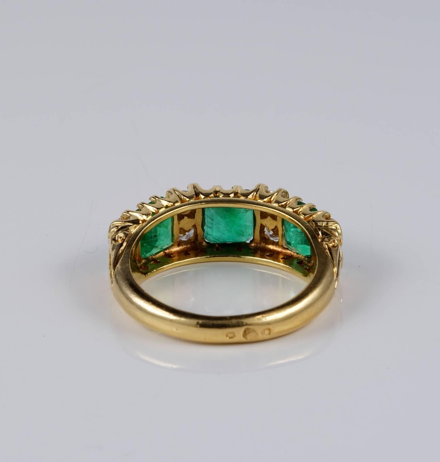 Art Deco 2.0 Carat Colombian Emerald .60 Carat Diamond ring For Sale 1