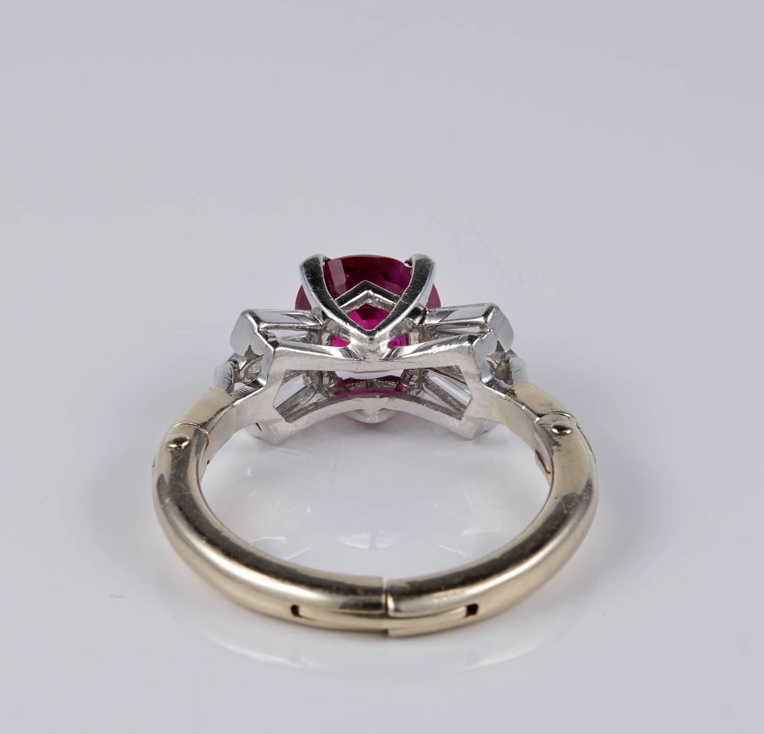 Oval Cut Regal Certified 1.62 Carat Burmese Ruby Diamond Ring For Sale