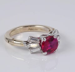 Regal Certified 1.62 Carat Burmese Ruby Diamond Ring