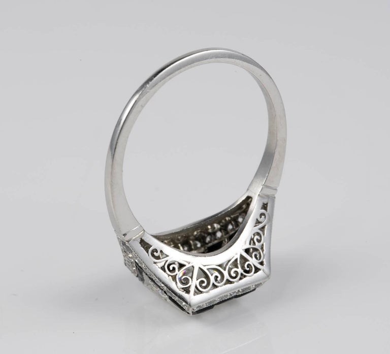 Art Deco 1.60 Carat Diamond Onyx Insert Platinum Solitaire Ring For ...