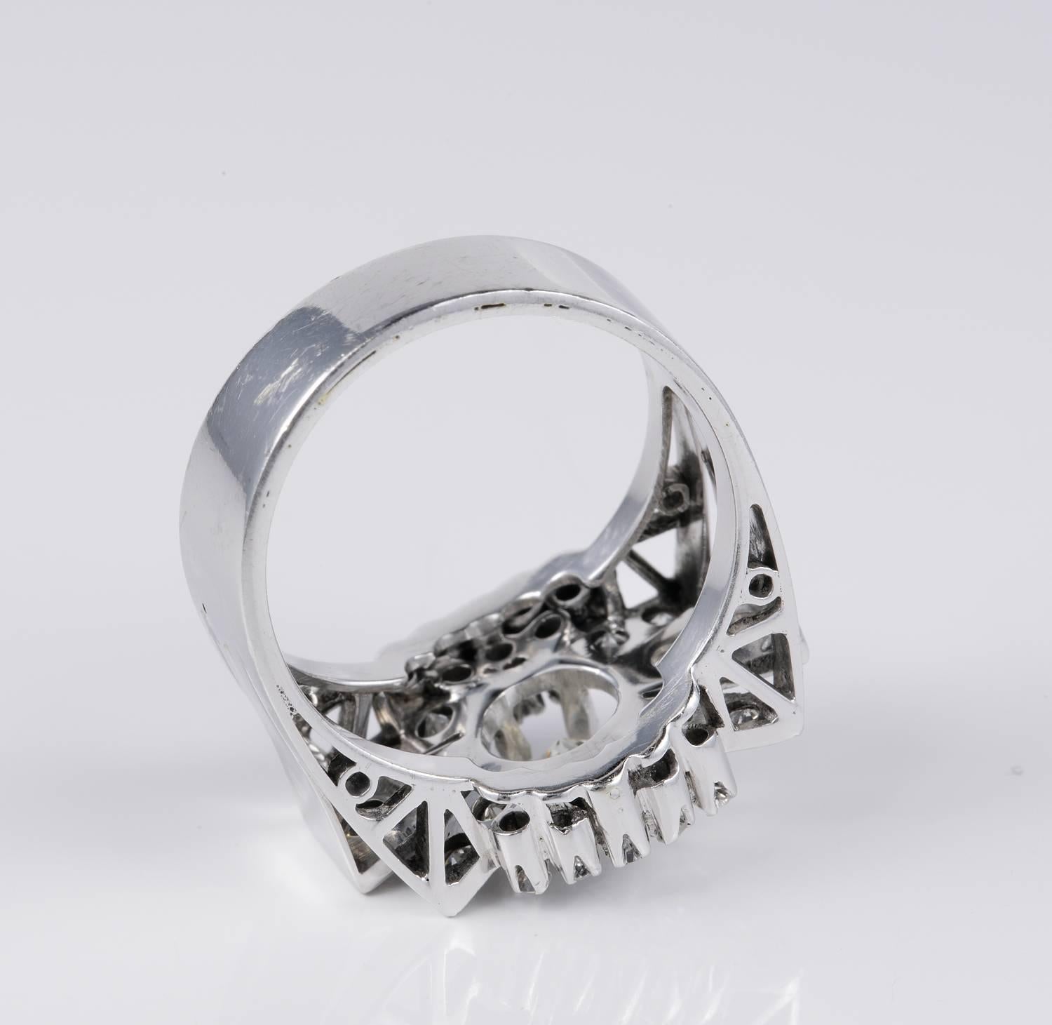 Women's 1.45 Carat Diamond Art Deco Bow Cocktail Ring For Sale