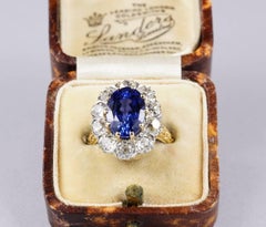 Edwardian Certified Untreated 6.50 Carat Burma Sapphire 3.30 Carat Diamond Ring