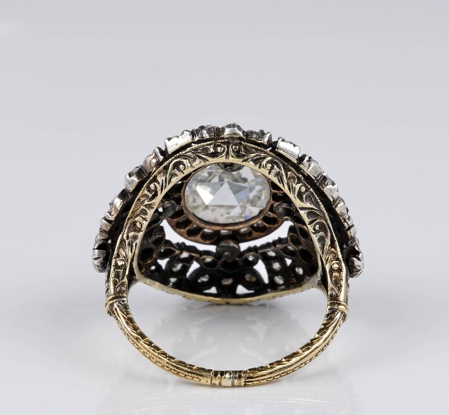 Women's Vintage 5.20 Carat Rose Cut Diamond Rare Ring
