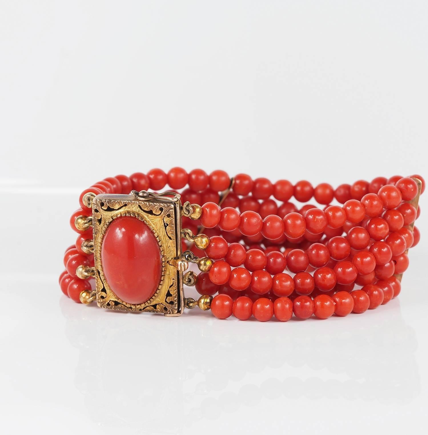 Women's Victorian Ox Blood Natural Untreated Red Coral Rare Bracelet