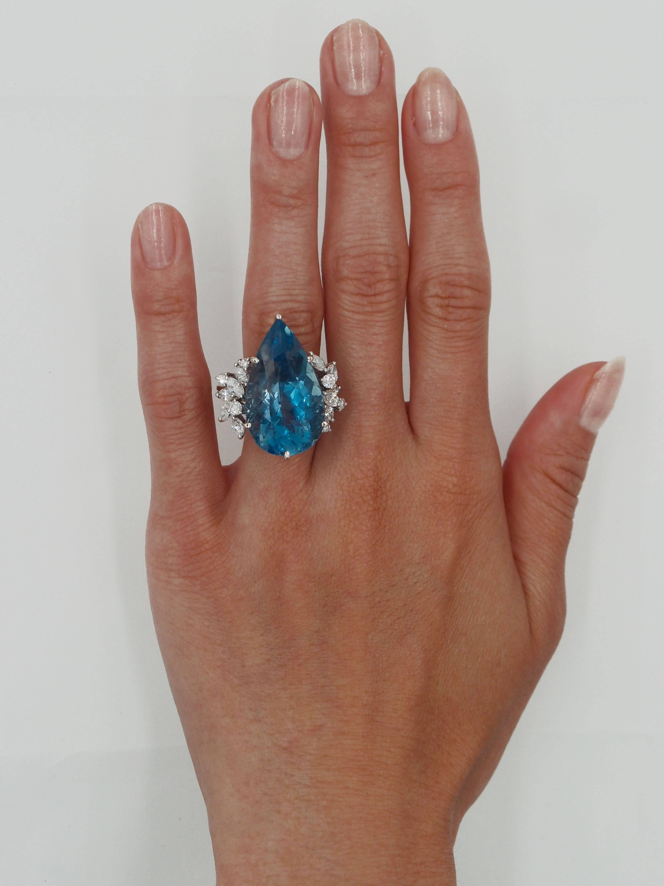 Women's Santa Maria Aquamarine Diamond Ring For Sale