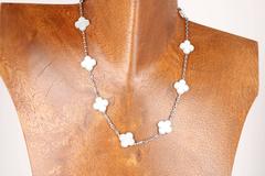 Van Cleef & Arpels Ten Motif Mother-of-Pearl White Gold Alhambra Necklace