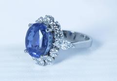 Bluish Violet Unheated Ceylon Sapphire Diamond White Gold Ring