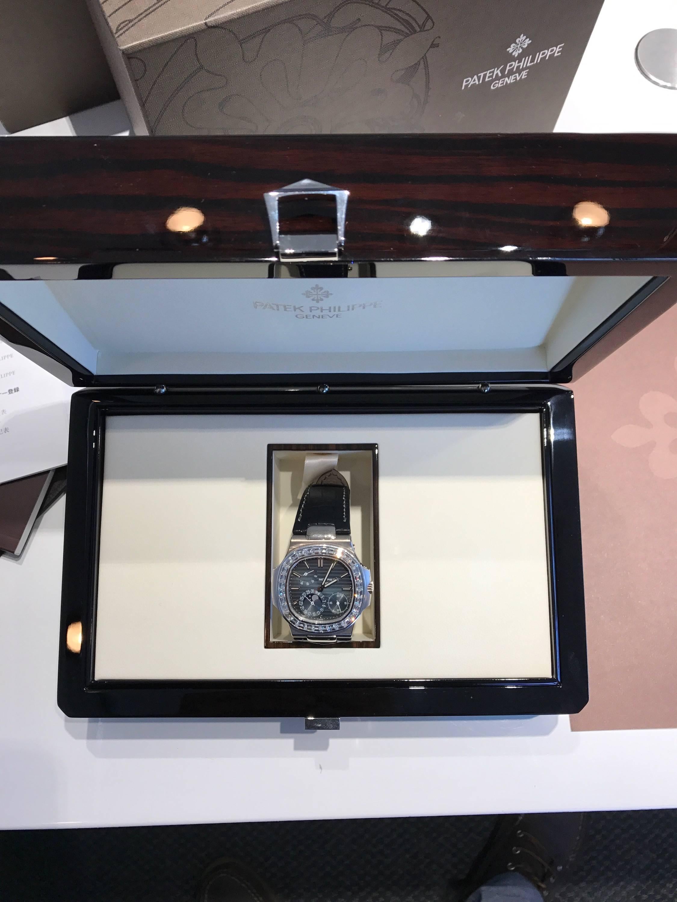 Patek Philippe White Gold Diamond Nautilus Special Edition Wristwatch In New Condition For Sale In Beverly Hills, CA