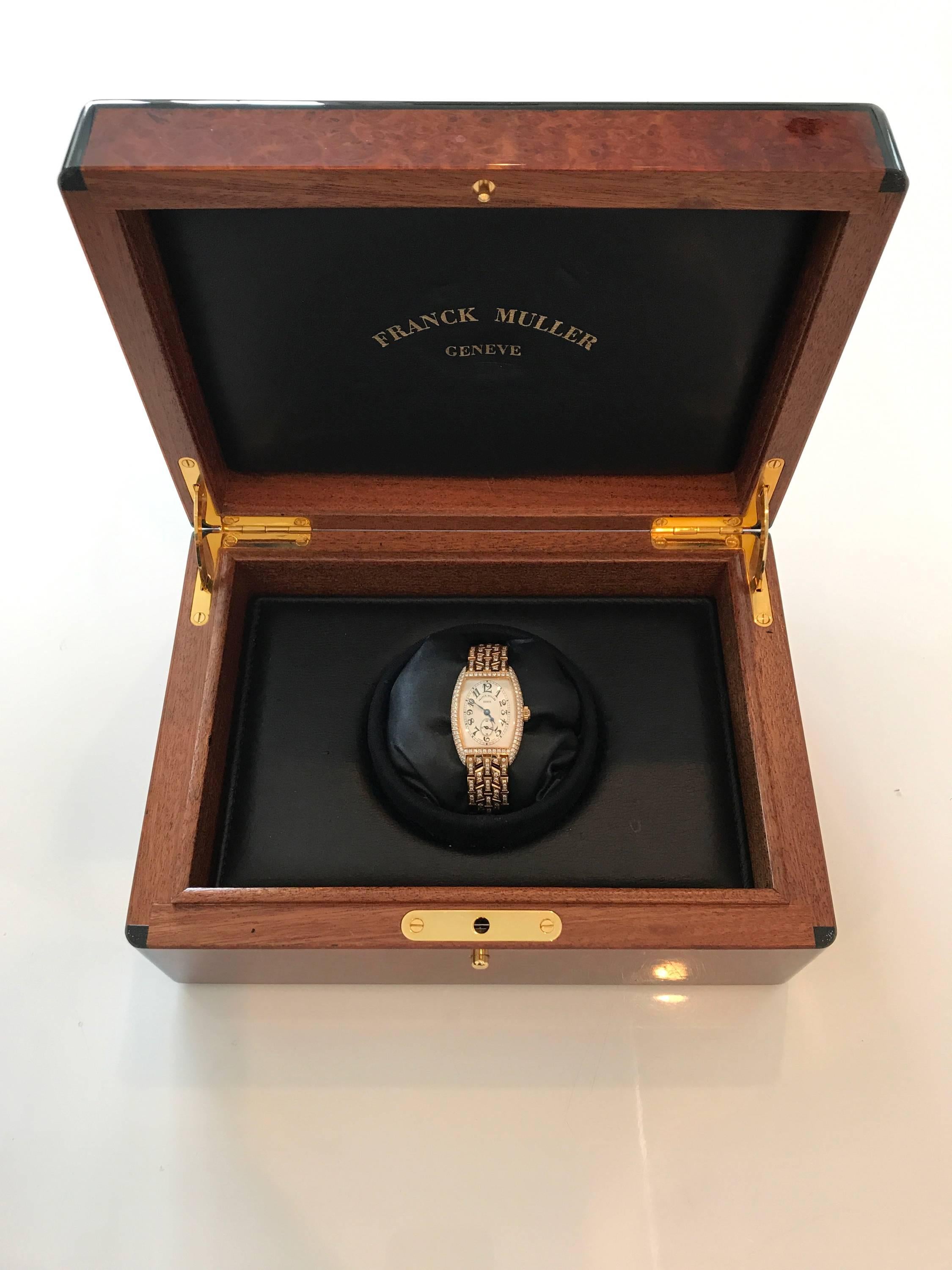 Women's Franck Muller Ladies Yellow Gold Diamond Chronometro Mechanical Wristwatch For Sale
