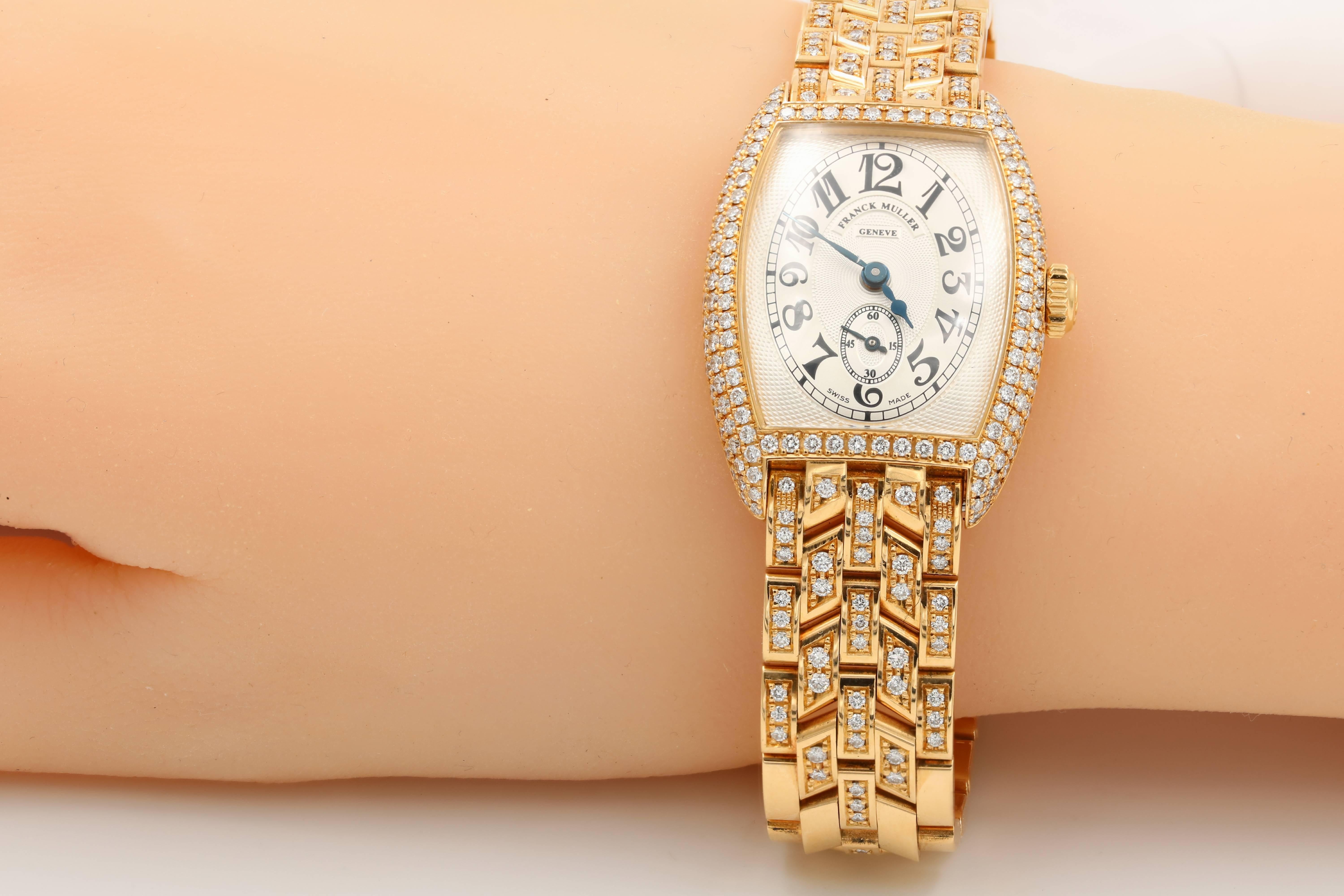 Franck Muller Ladies Yellow Gold Diamond Chronometro Mechanical Wristwatch In New Condition For Sale In Beverly Hills, CA
