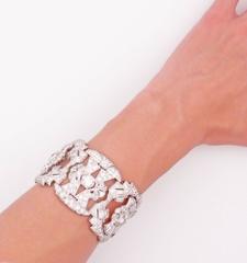 1930s Wide Diamond Platinum Bracelet