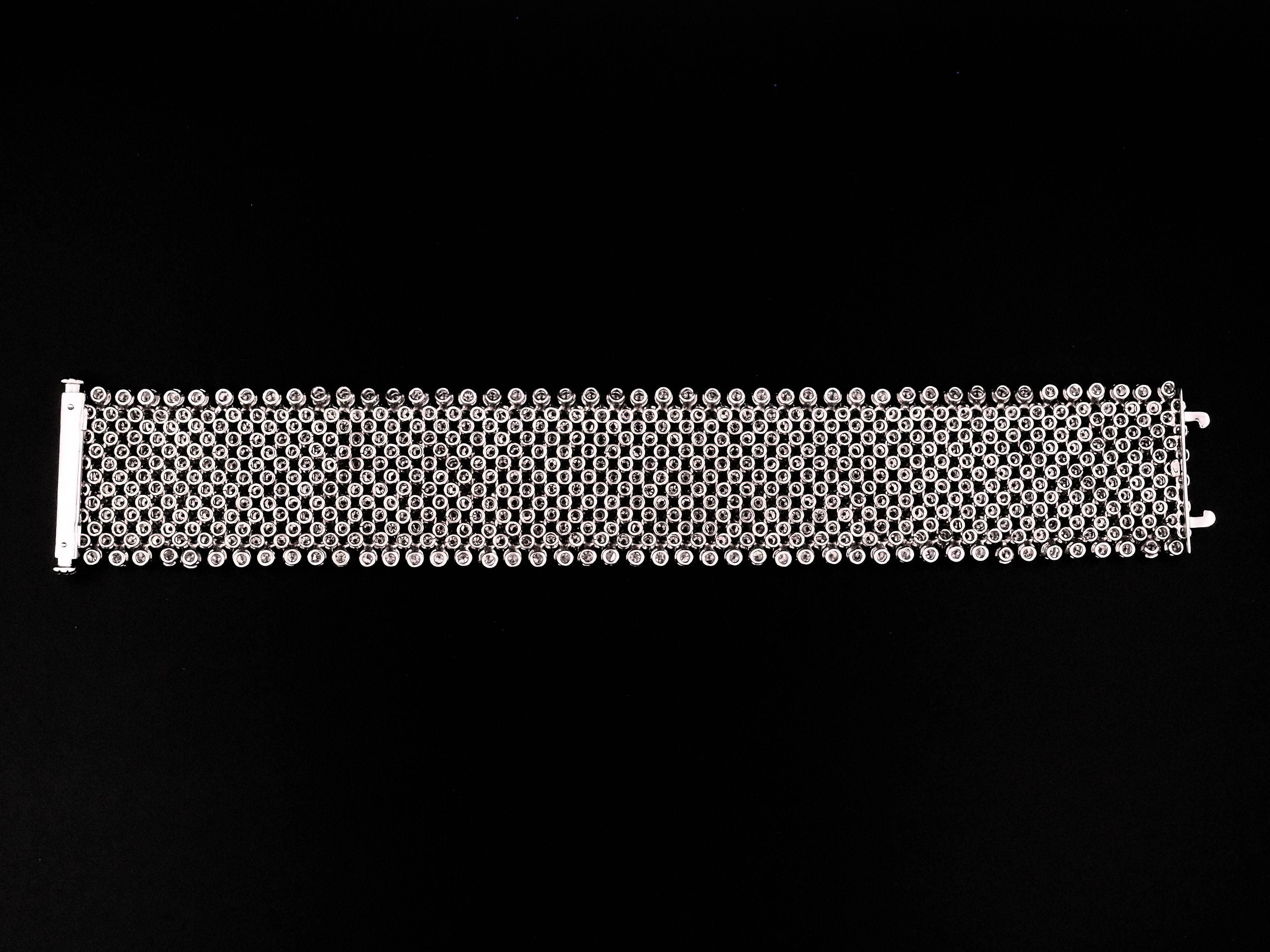Women's Pederzani Milan Wide Diamond White Gold Bracelet For Sale