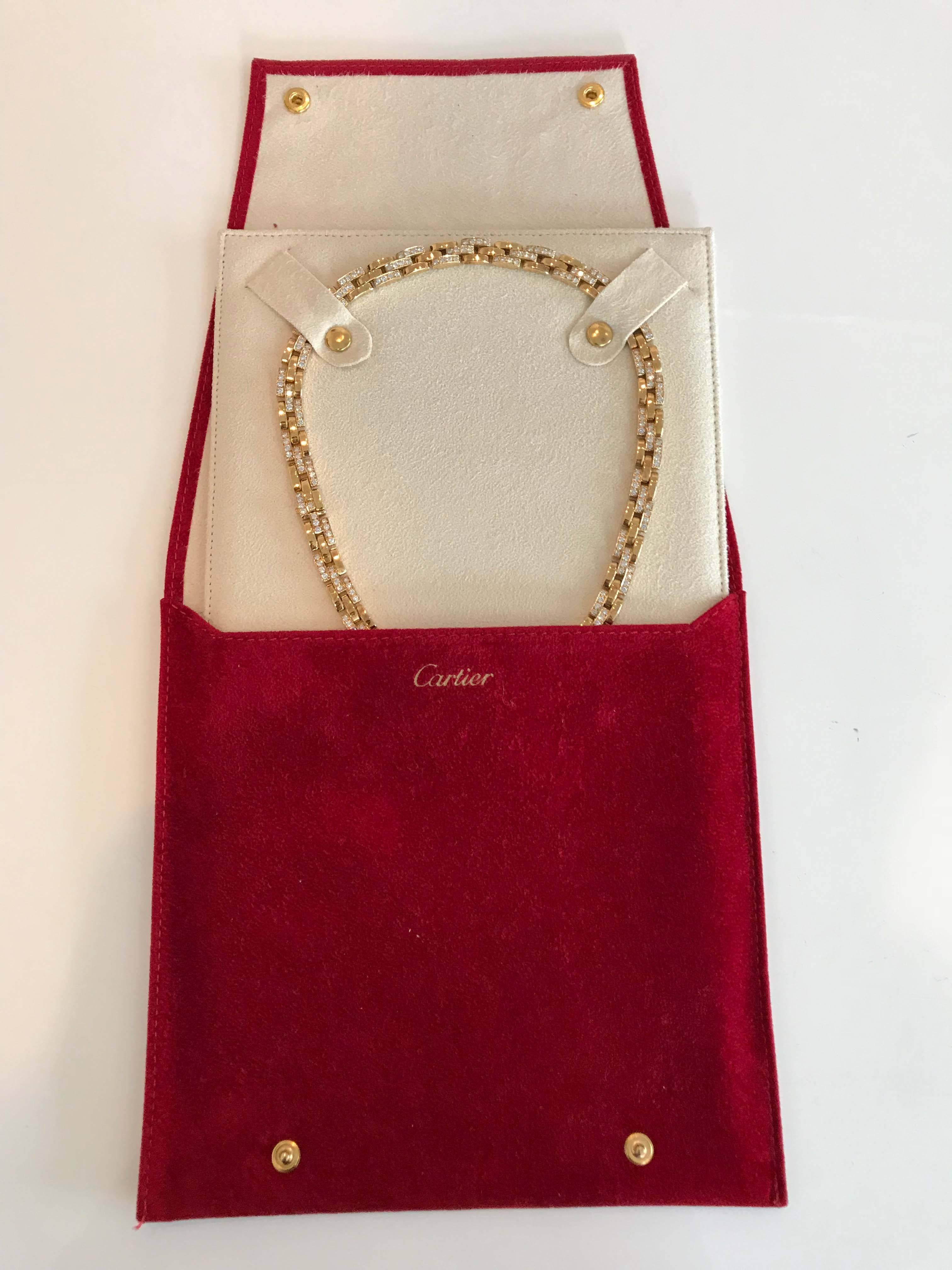 Cartier Maillon Panthère Diamond Yellow Gold Necklace In Excellent Condition For Sale In Beverly Hills, CA