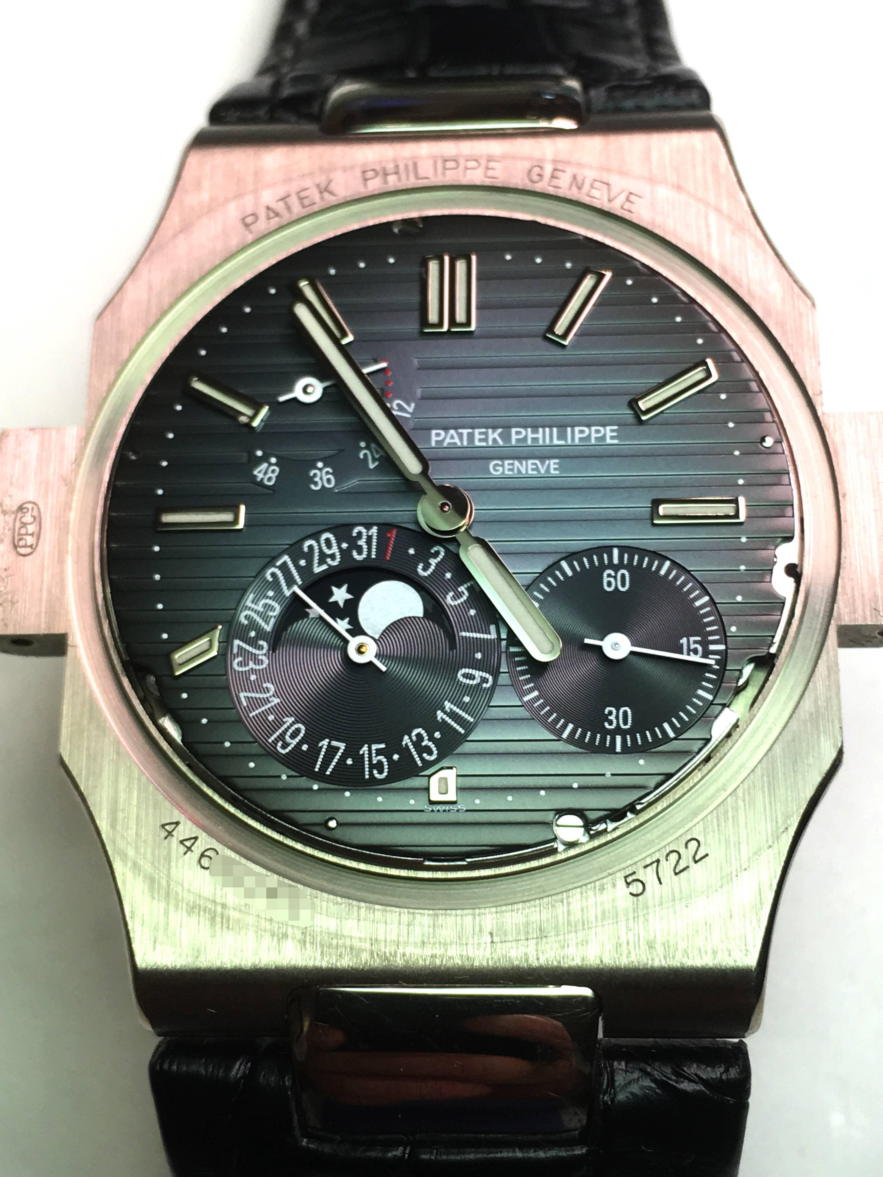 Patek Philippe White Gold Diamond Nautilus Special Edition Wristwatch For Sale 2