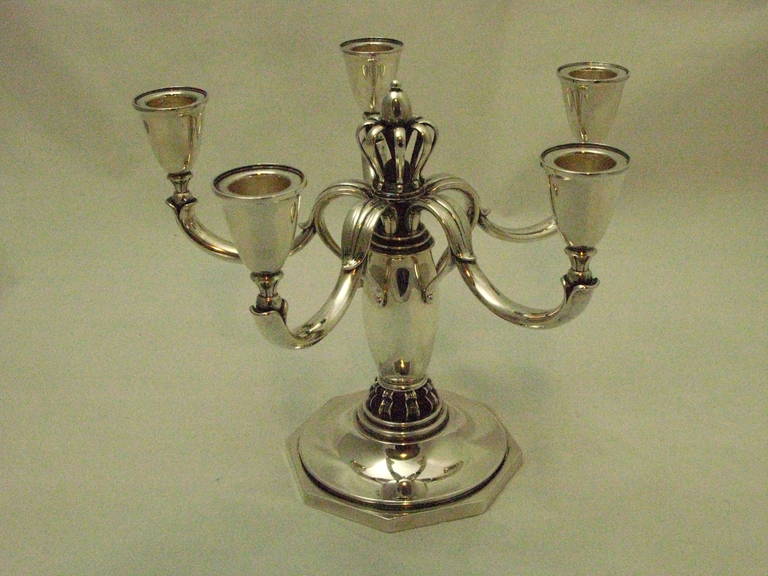C. C. Hermann Pair of Danish Design Sterling Silver Candelabra