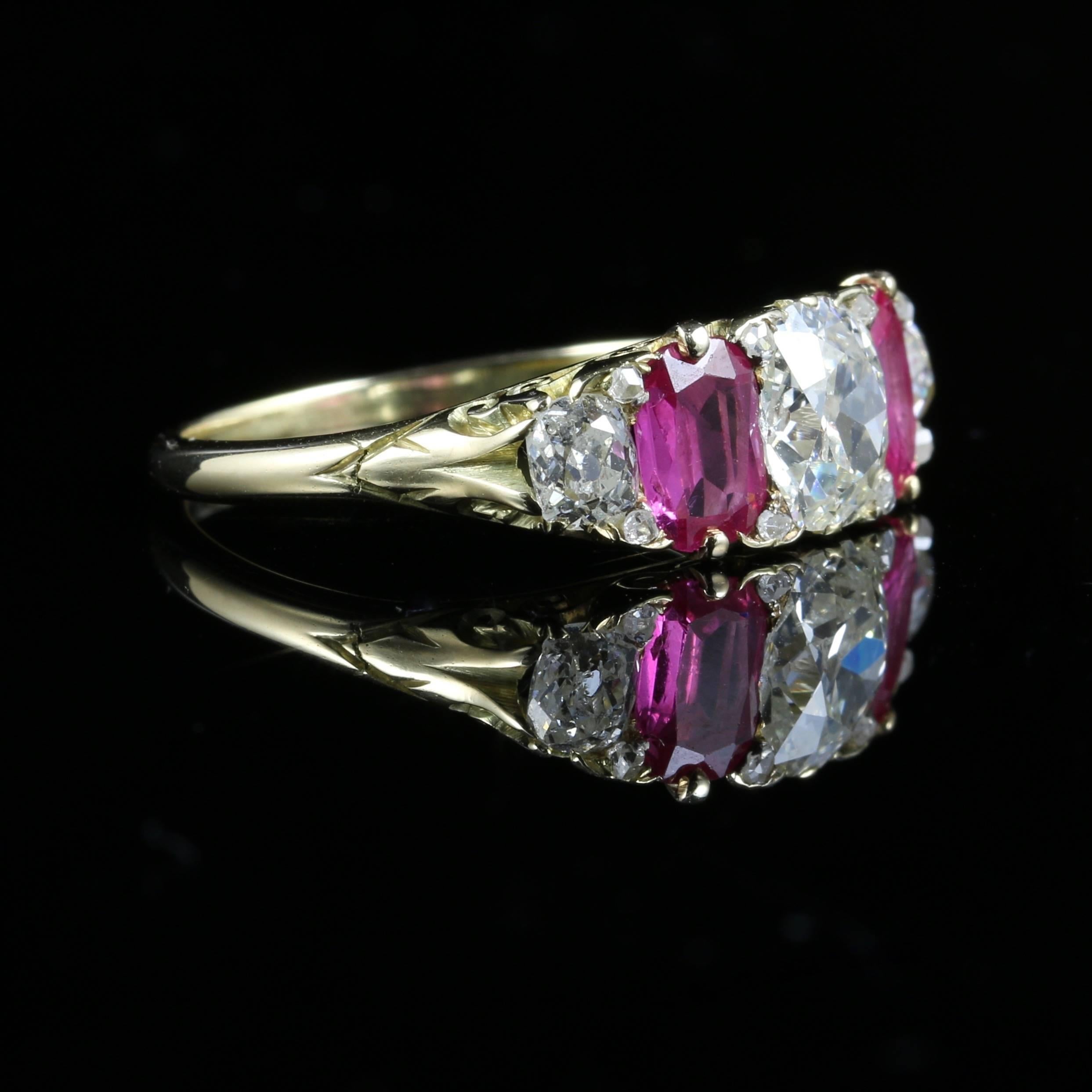 Antique Victorian Diamond Ruby Gold Ring, circa 1880 In Excellent Condition In Lancaster, Lancashire