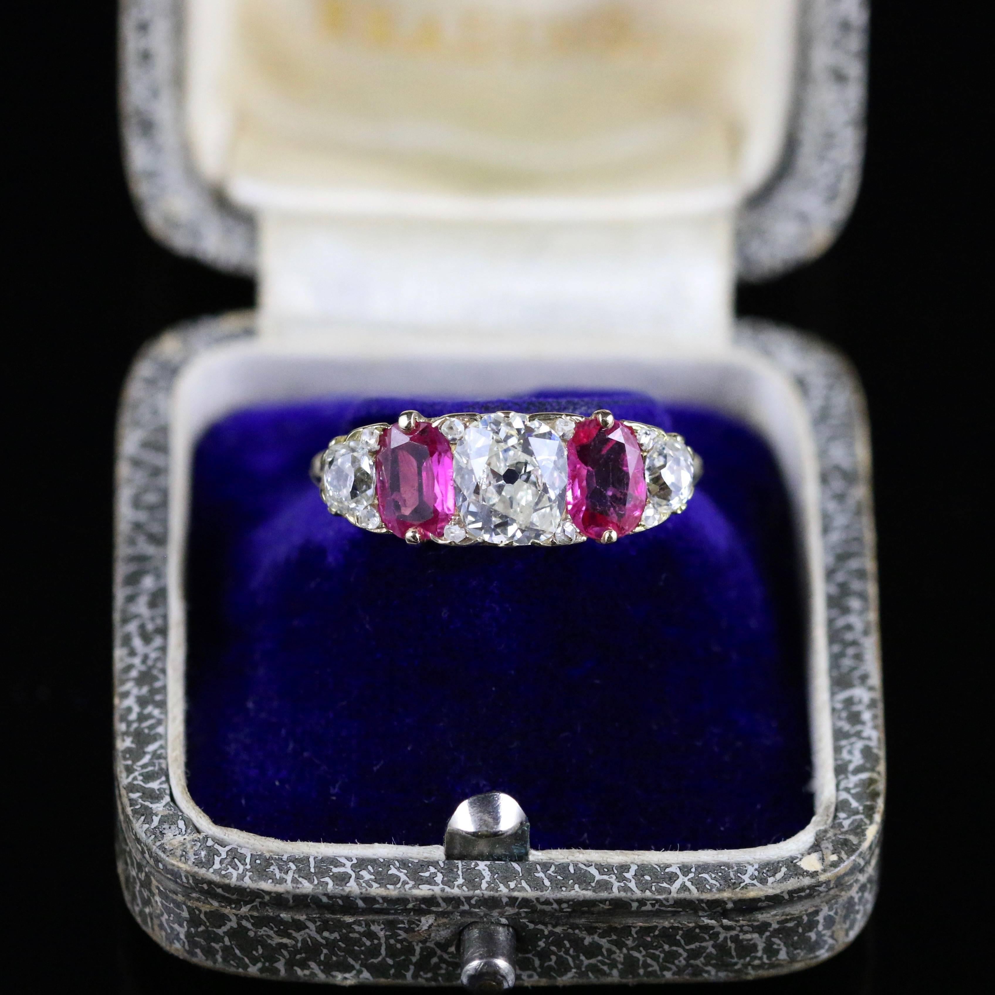 Antique Victorian Diamond Ruby Gold Ring, circa 1880 2