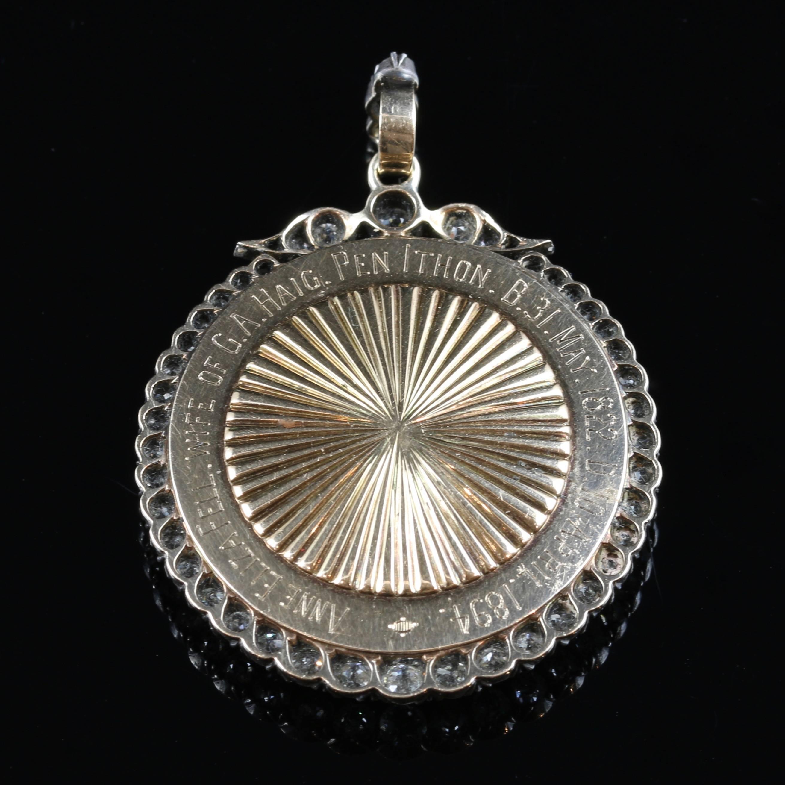 Suffragette Diamond Gold Silver Pendant Sybil Thomas Viscountess Rhondda Pendant In Excellent Condition In Lancaster, Lancashire