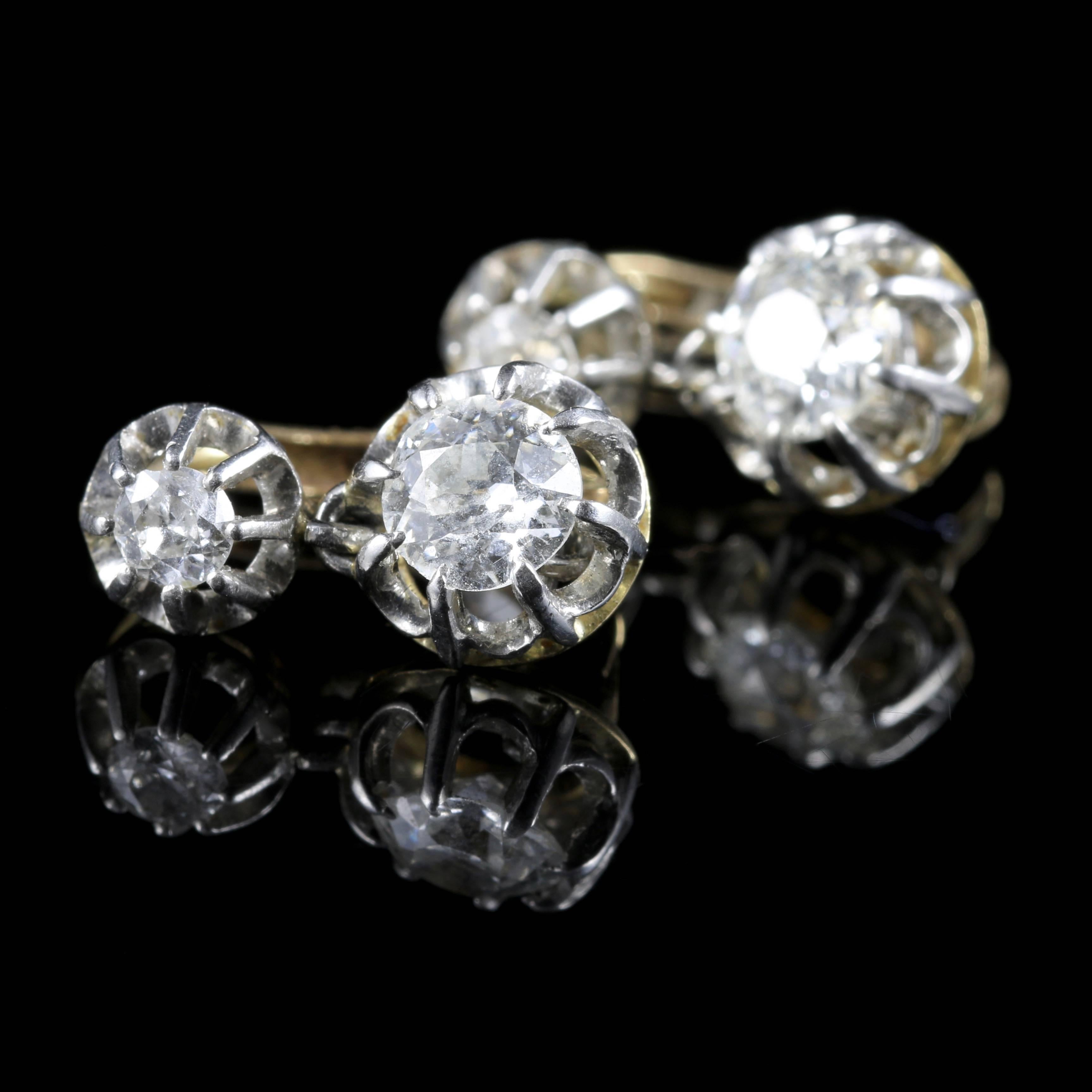 These stunning Victorian French Diamond earrings are set with sparkling Diamonds.

1.66ct of lovely old cut Diamonds

All original - French

The beautiful Old Cut Diamonds are superb clarity and colour

Circa 1880

These are genuine Victorian