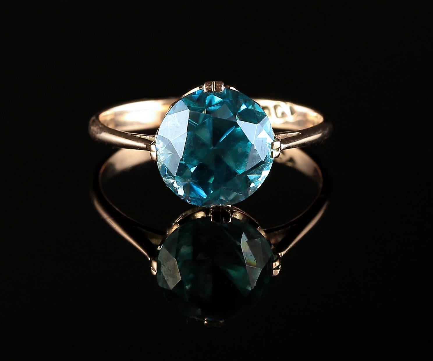This genuine Victorian 9ct yellow gold ring is set with 5.60ct Natural Blue 
Zircon ( tested ) 

Blue Zircon is the birth stone for December 
In the middle ages Zircon was said to aid sleep, bring prosperity and promote honour and wisdom in its