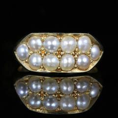 Antique Victorian Pearl Ring 18 Carat Gold Chester, 1881