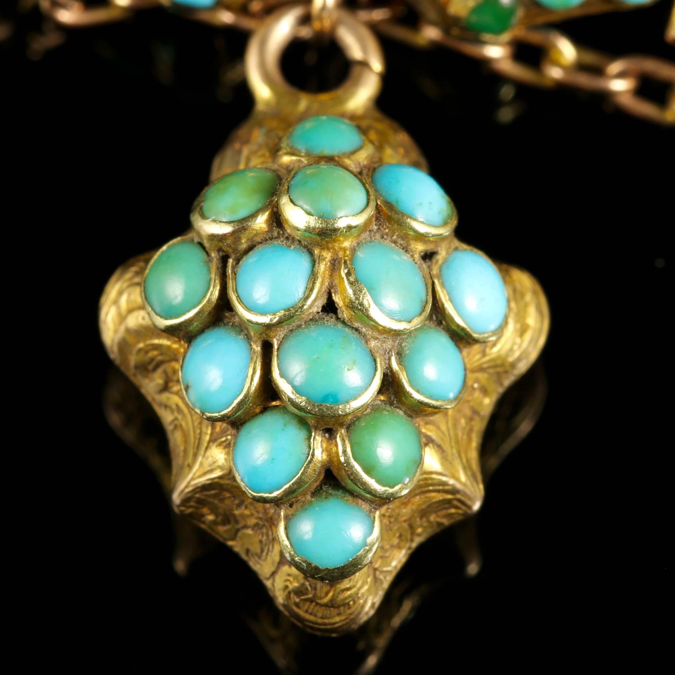 Women's Antique Georgian Turquoise 18 Carat Gold Bracelet Boxed with Locket