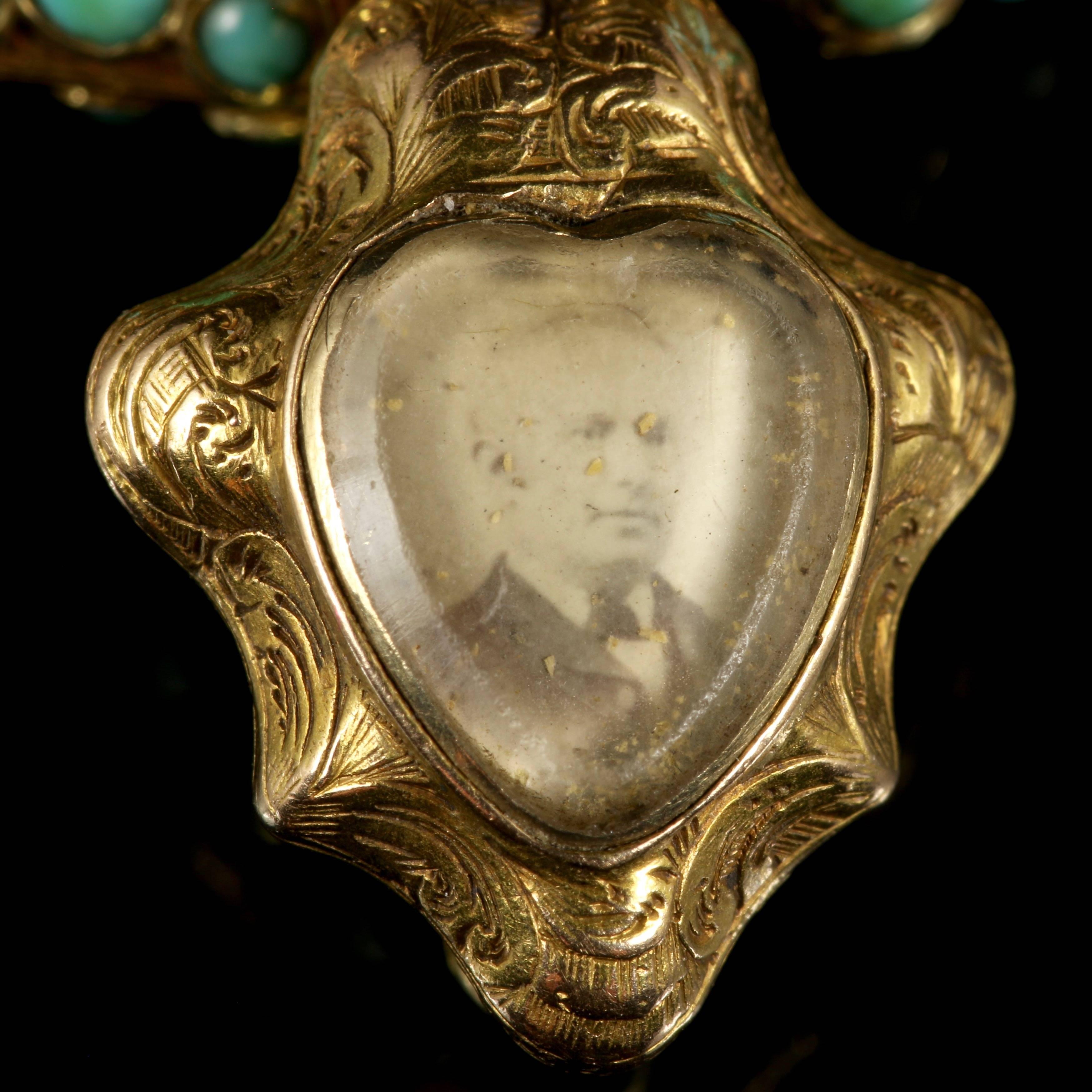 Antique Georgian Turquoise 18 Carat Gold Bracelet Boxed with Locket 1