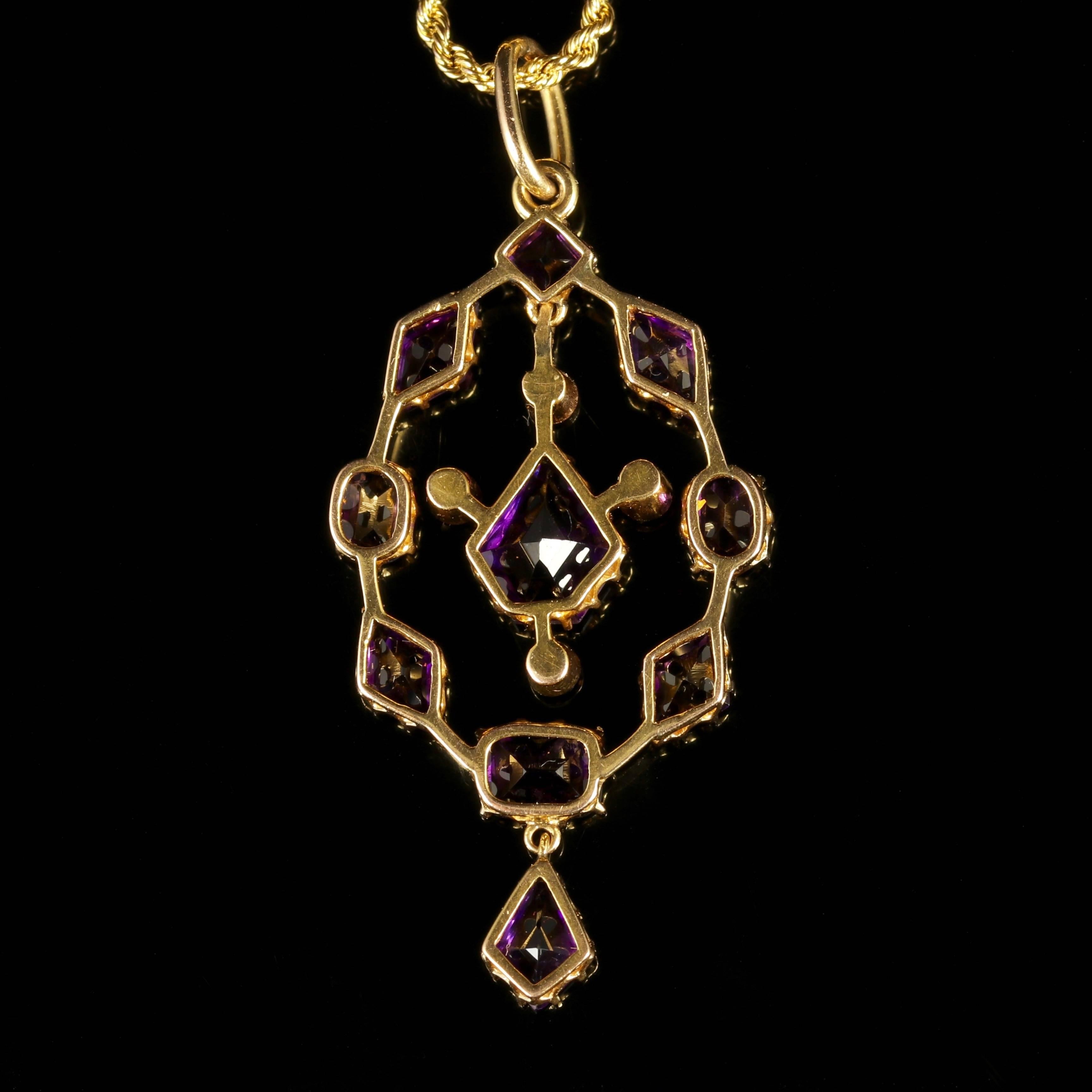 Women's Antique Victorian Amethyst Pendant and Necklace 15 Carat Gold