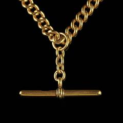 Antique Victorian Albert Chain 18 Carat Yellow Gold Silver, circa 1900