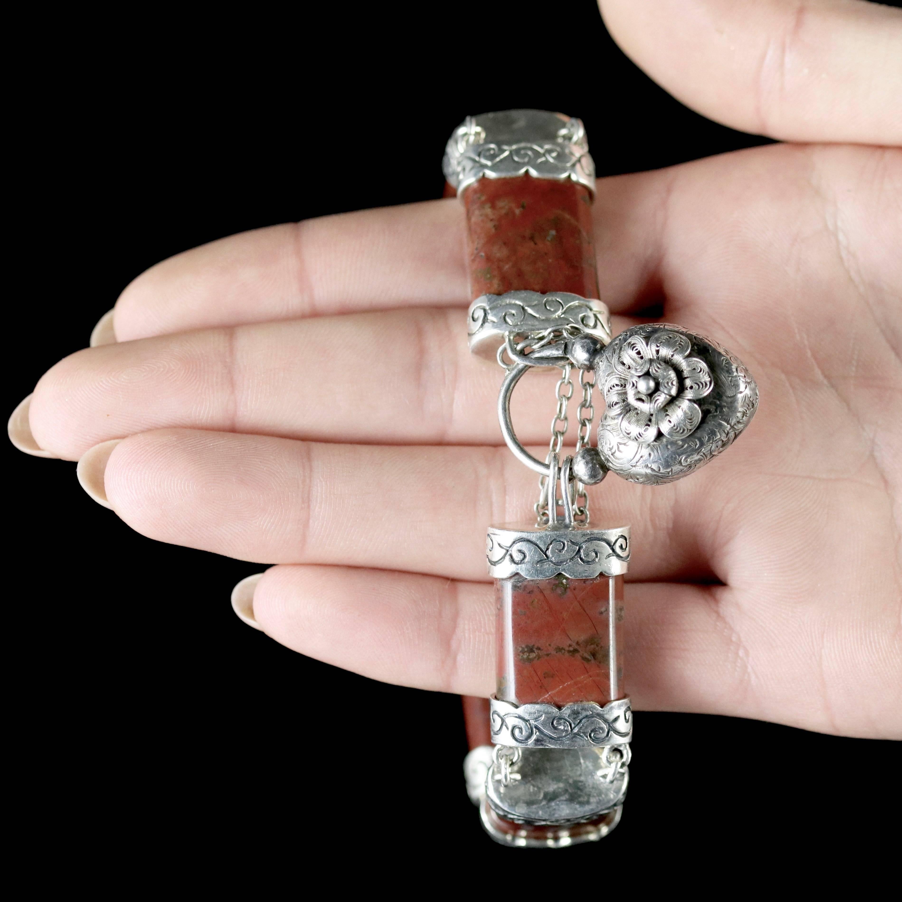 Antique Victorian Scottish Silver Bracelet with Padlock Locket, circa 1860 6