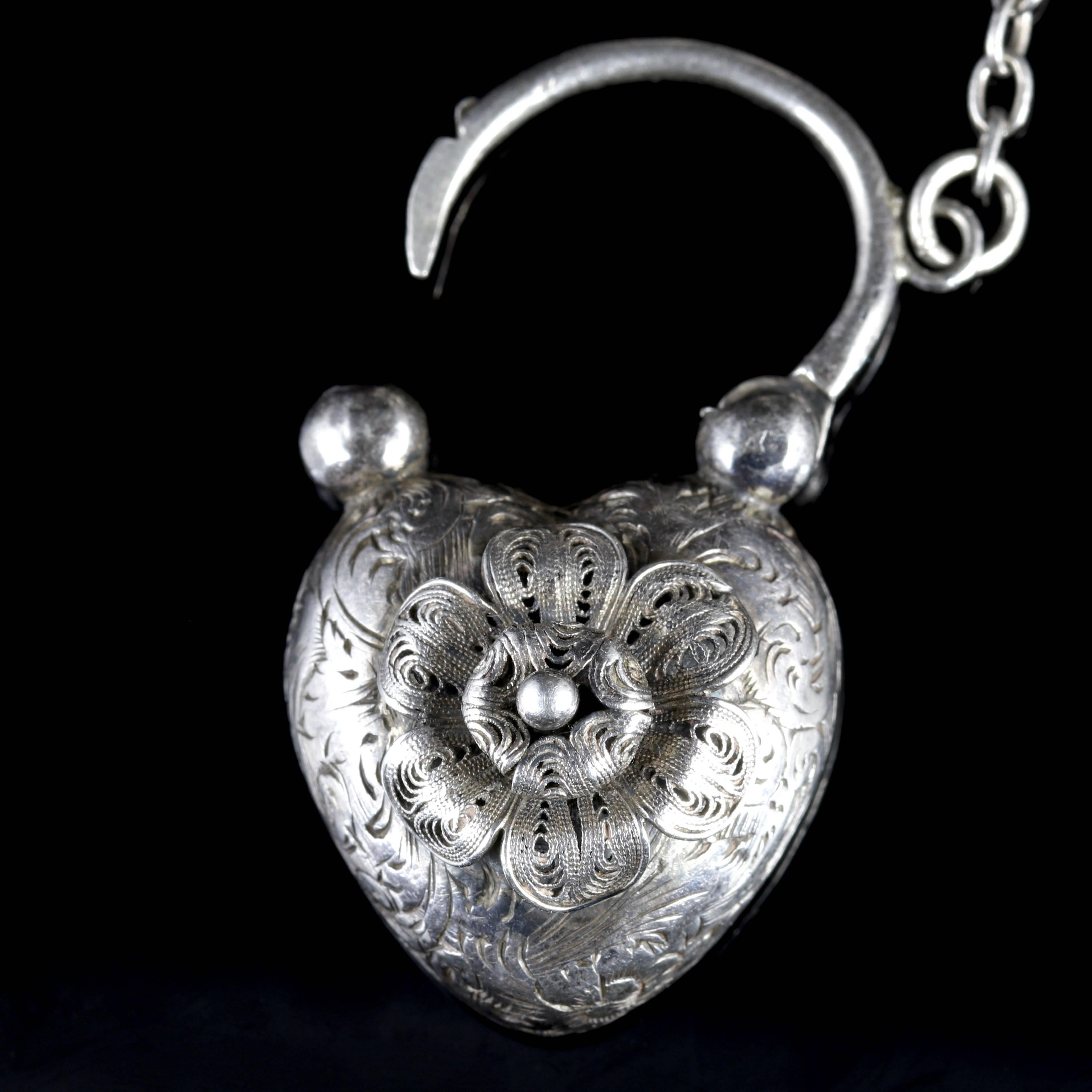 Antique Victorian Scottish Silver Bracelet with Padlock Locket, circa 1860 1