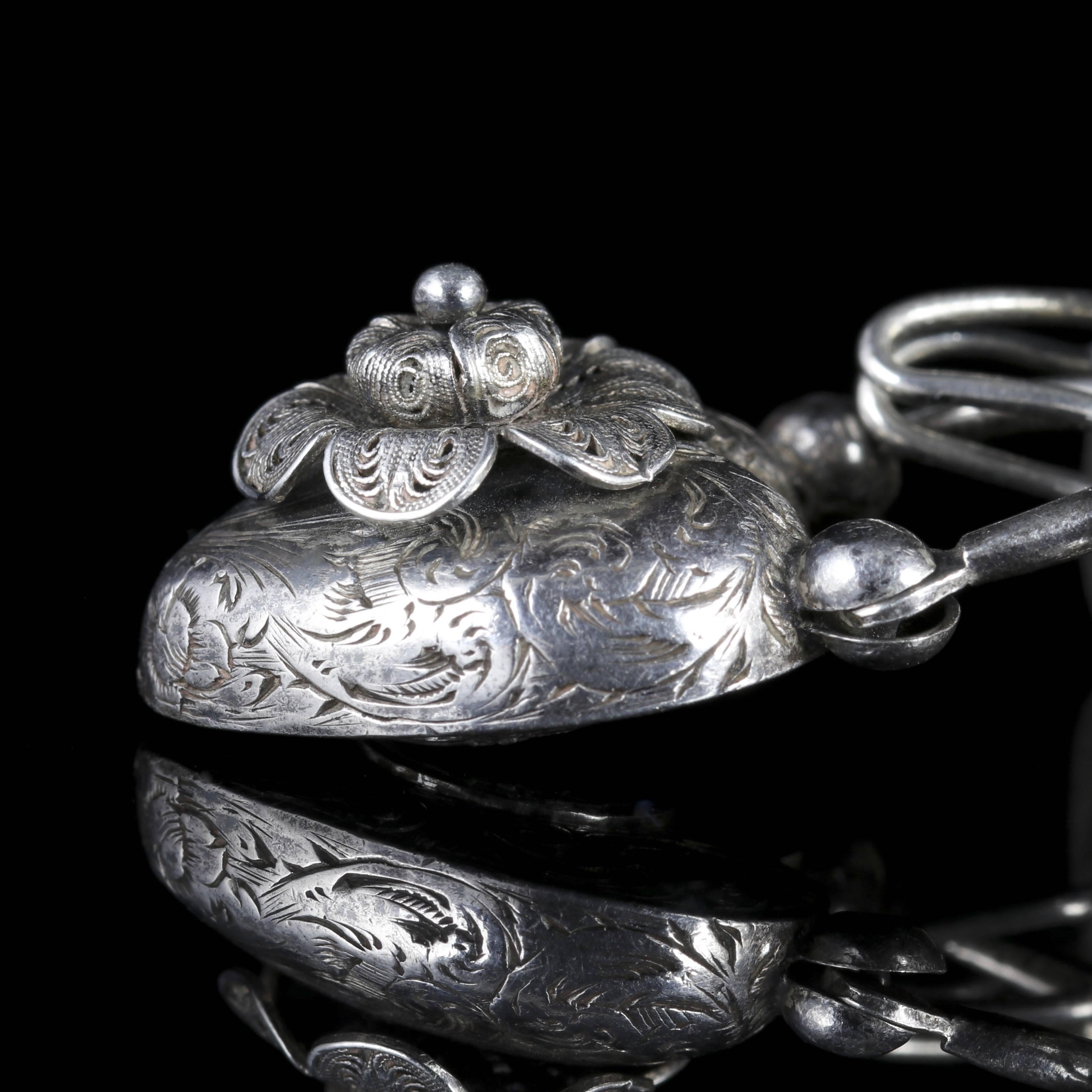 Women's Antique Victorian Scottish Silver Bracelet with Padlock Locket, circa 1860