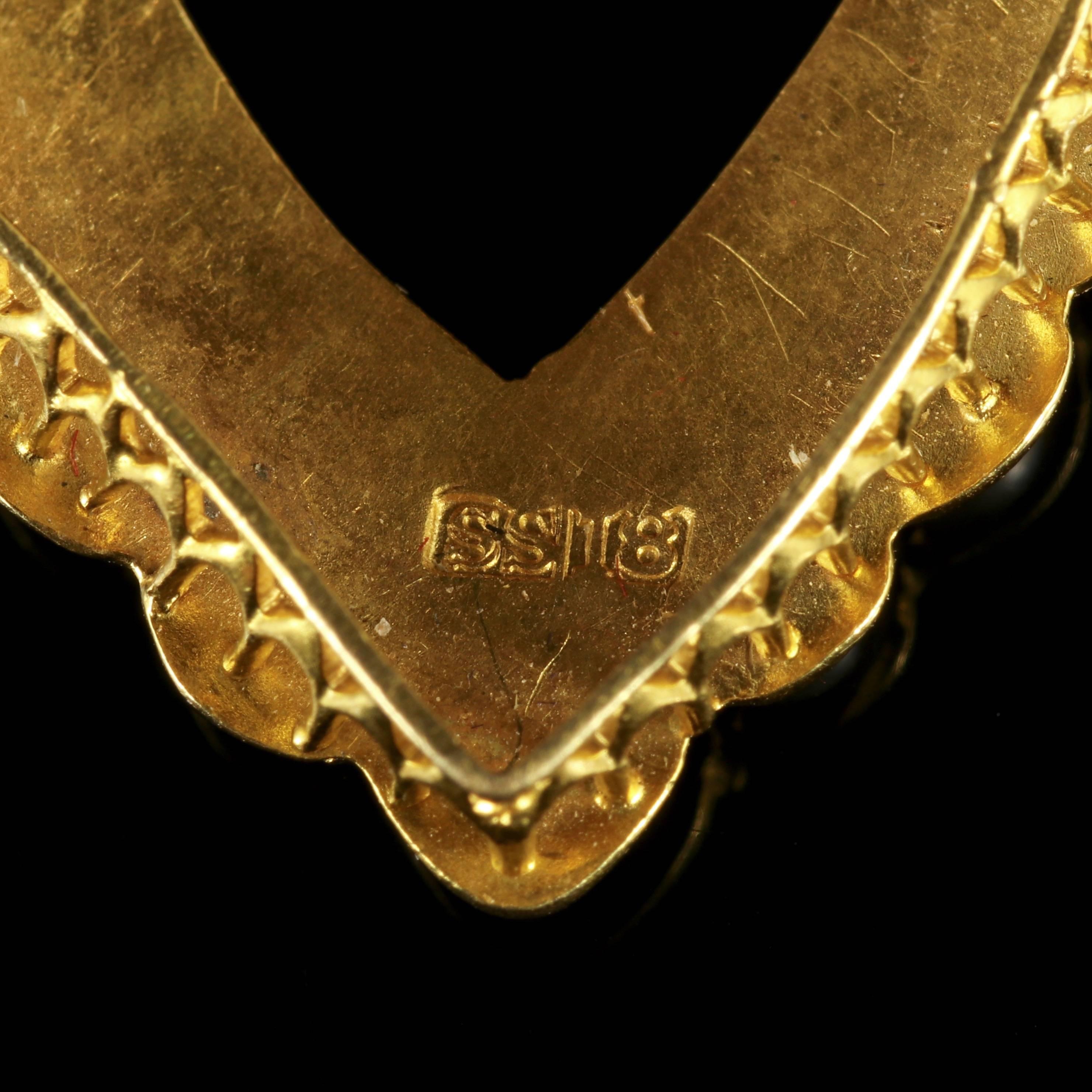 Antique Victorian Gold Pearl Heart Brooch 15 Carat Gold, circa 1900 4