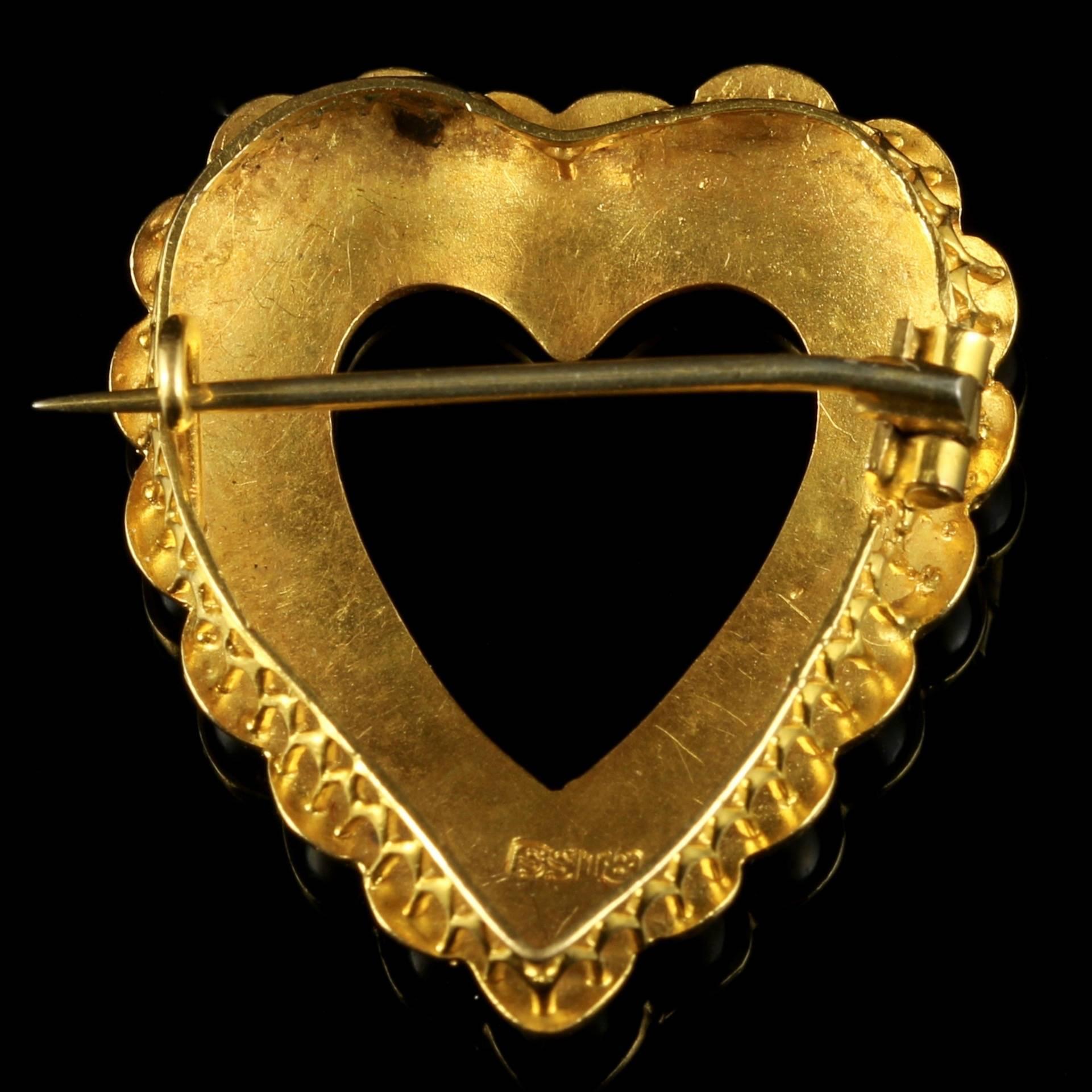 Antique Victorian Gold Pearl Heart Brooch 15 Carat Gold, circa 1900 3