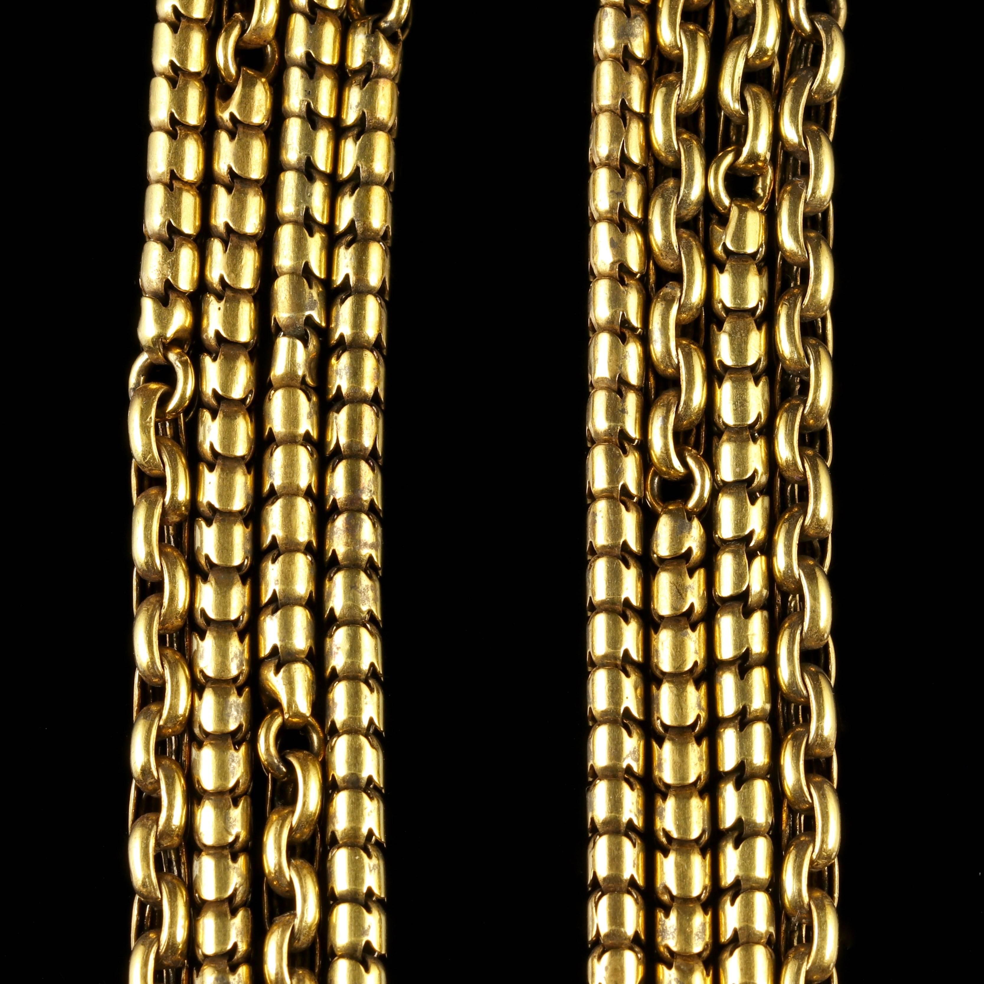 Antique Long Fancy Guard Chain 18 Carat Gold Silver, circa 1900 In Excellent Condition In Lancaster, Lancashire
