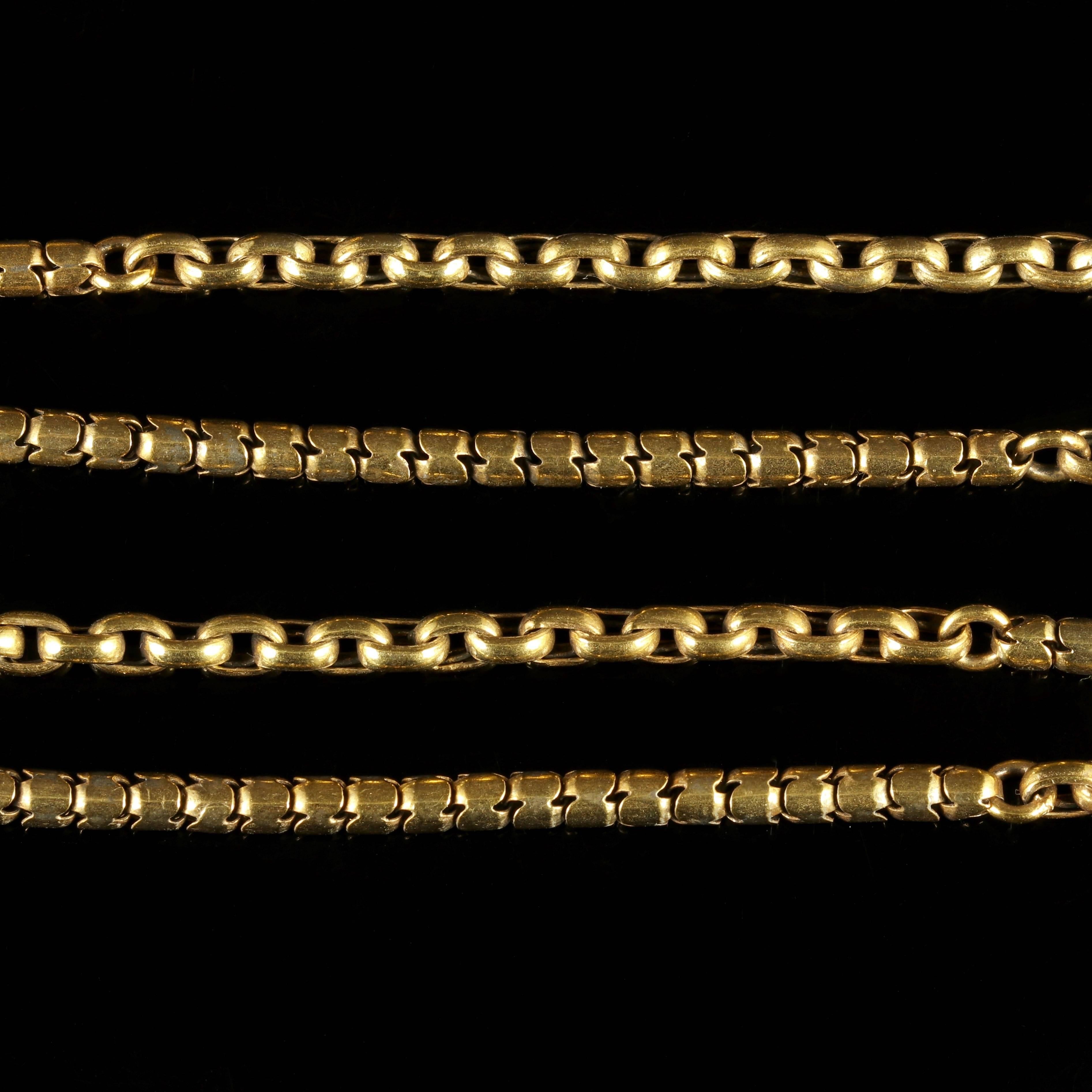 Antique Long Fancy Guard Chain 18 Carat Gold Silver, circa 1900 2
