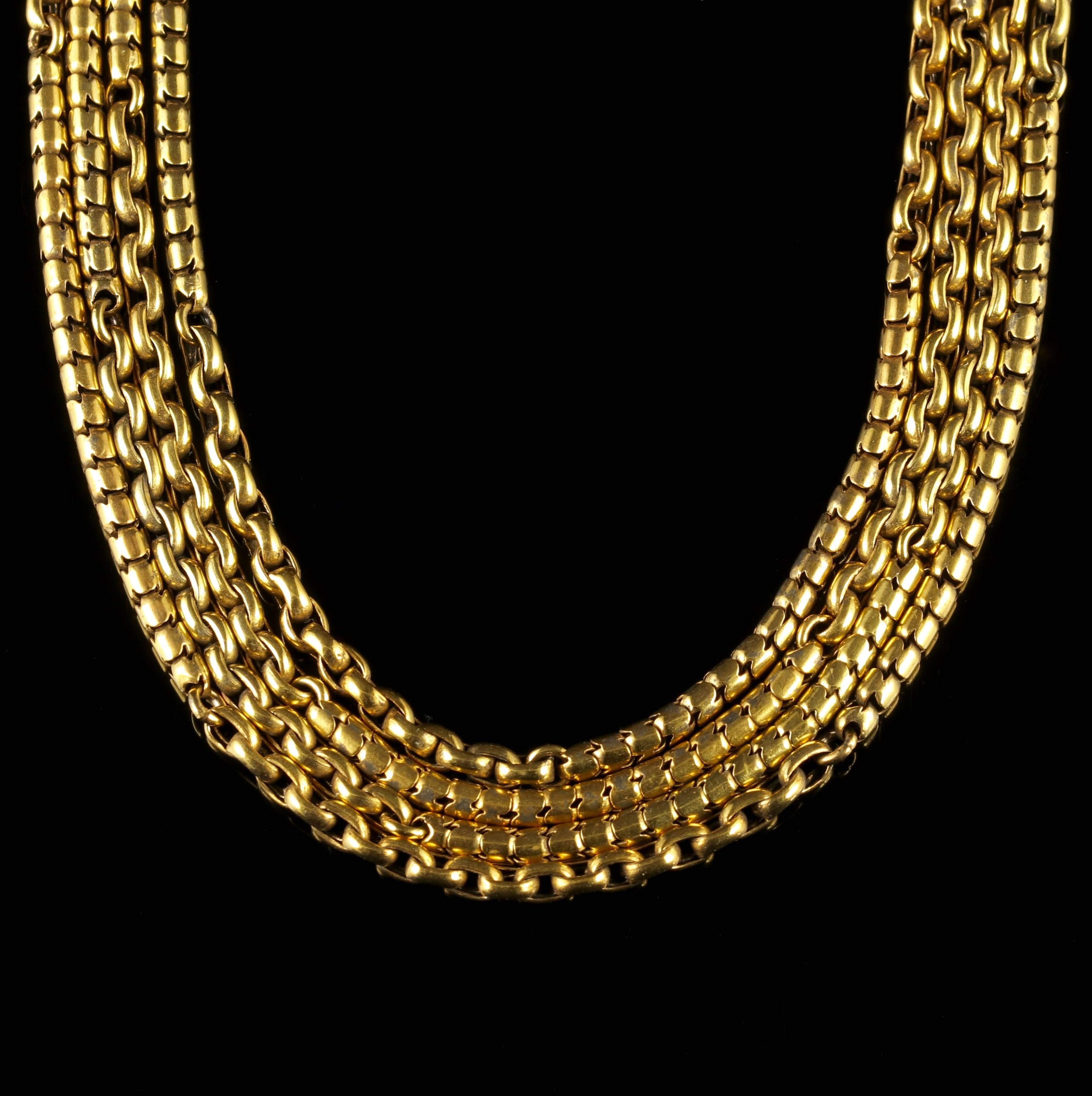 Victorian Antique Long Fancy Guard Chain 18 Carat Gold Silver, circa 1900