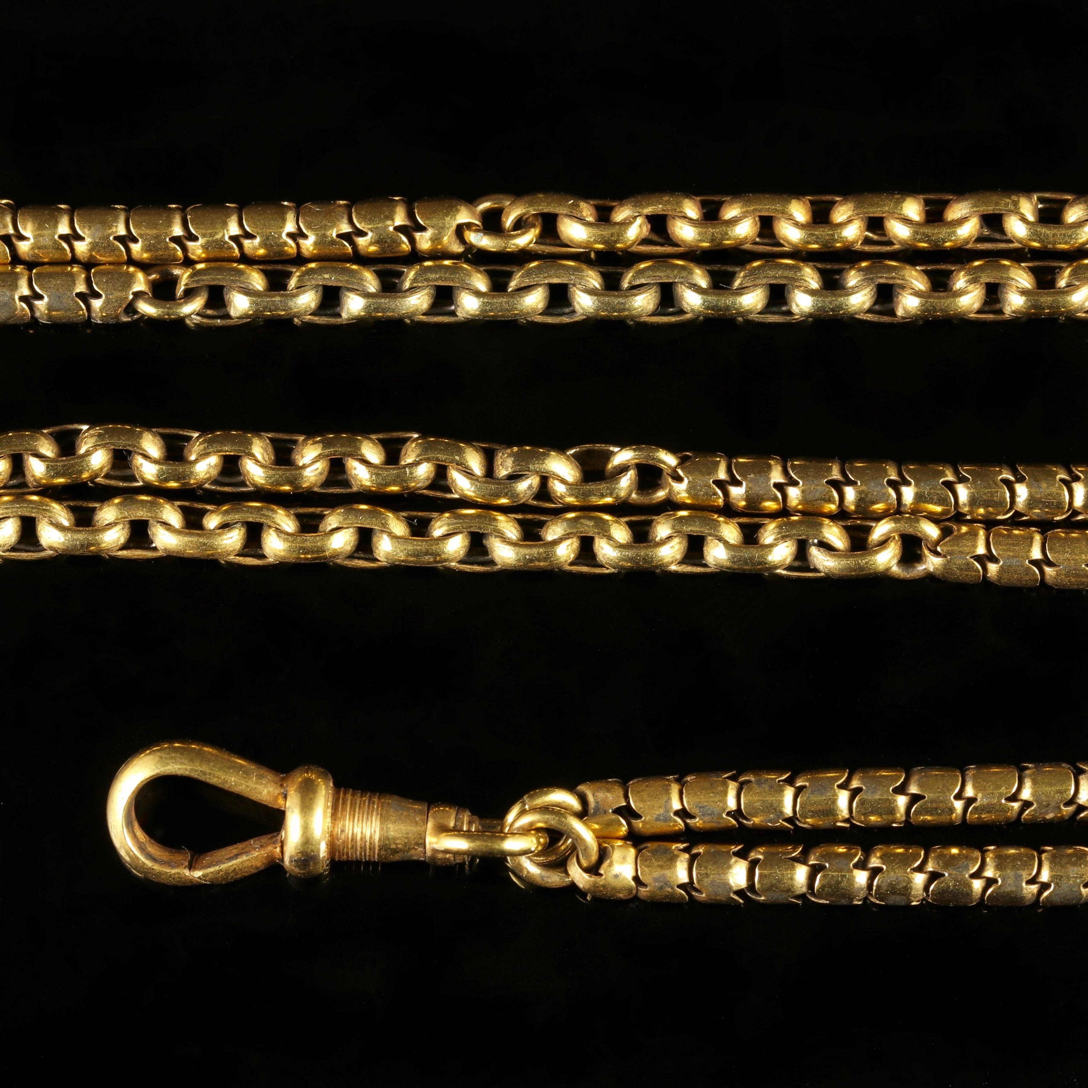 Women's Antique Long Fancy Guard Chain 18 Carat Gold Silver, circa 1900