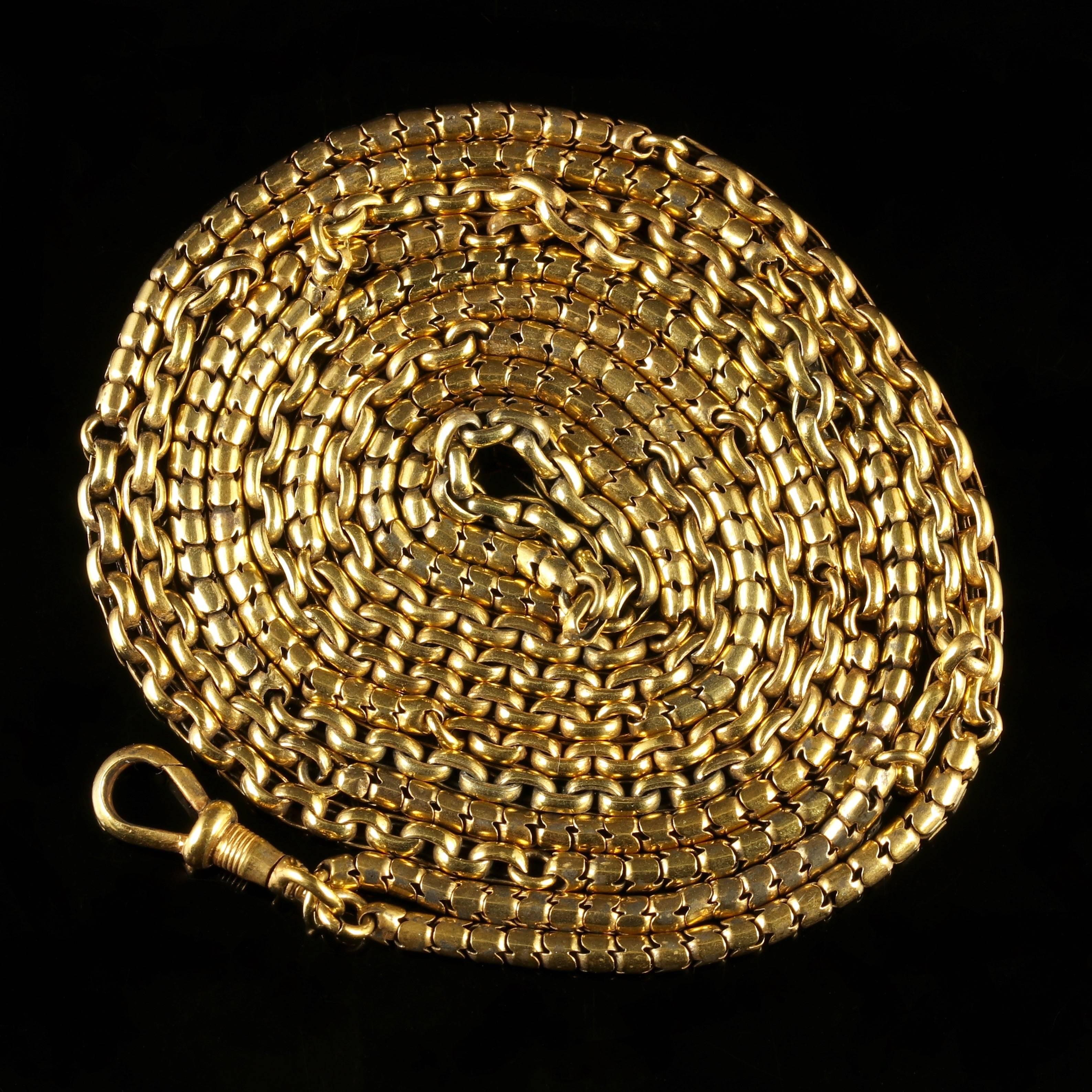 Antique Long Fancy Guard Chain 18 Carat Gold Silver, circa 1900 3