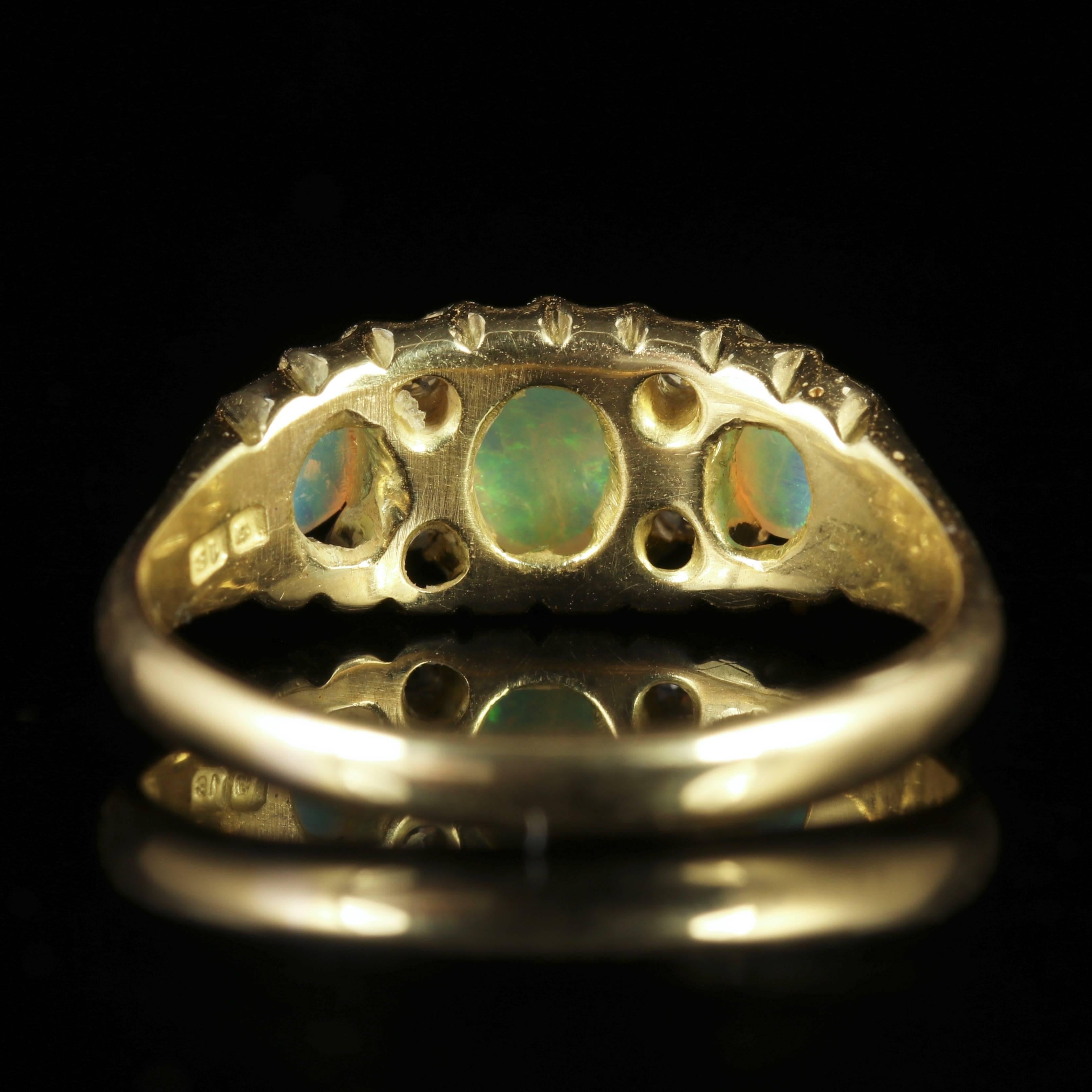 Antique Victorian Opal Diamond Ring 18 Carat Gold, circa 1900 In Excellent Condition In Lancaster, Lancashire