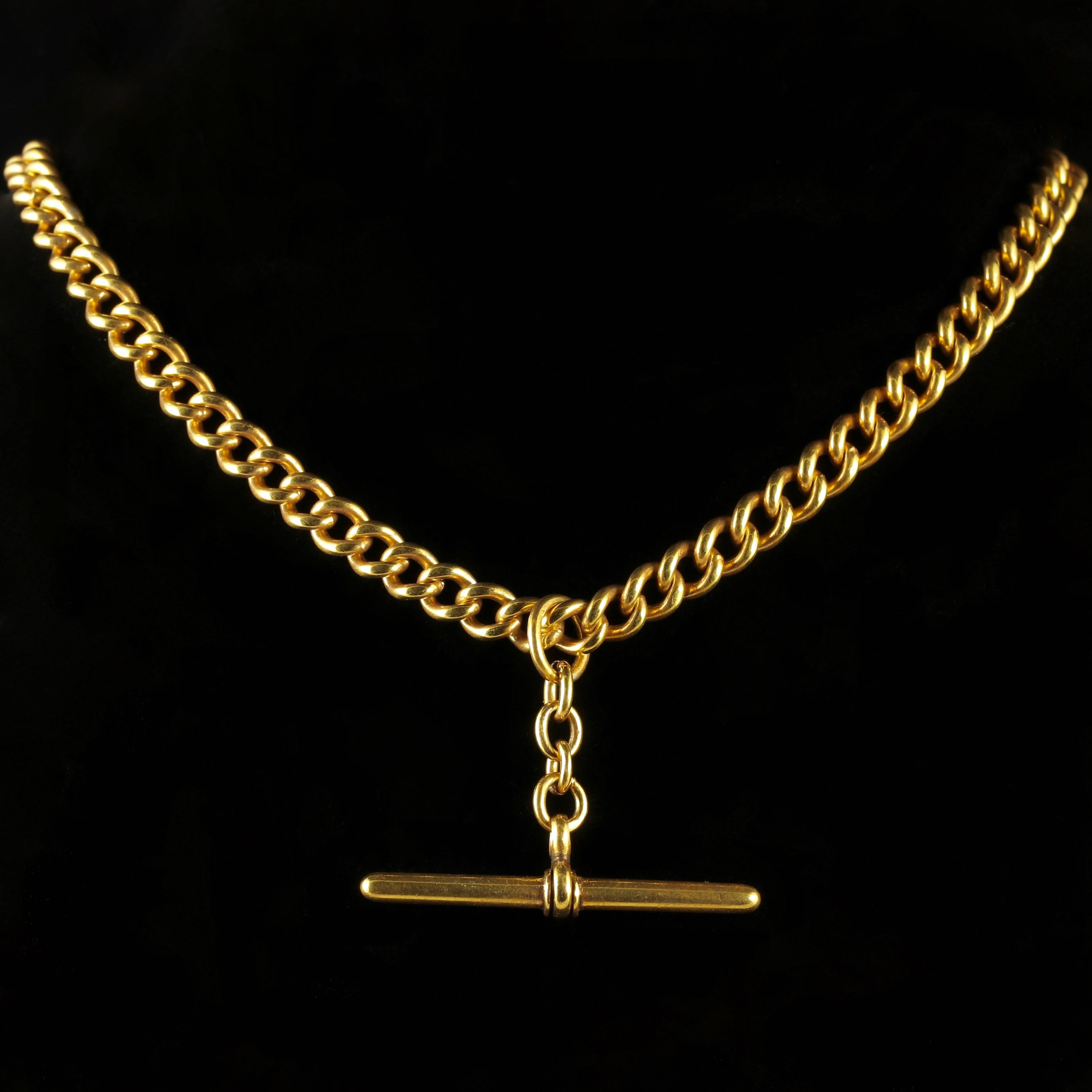 This fabulous Victorian Solid Albert chain necklace is set in 18ct Yellow Gold on Silver.

A genuine Victorian piece, Circa 1900. 

A very heavy Albert chain that is superb in weight and design.

The necklace is complete with hallmarks with each
